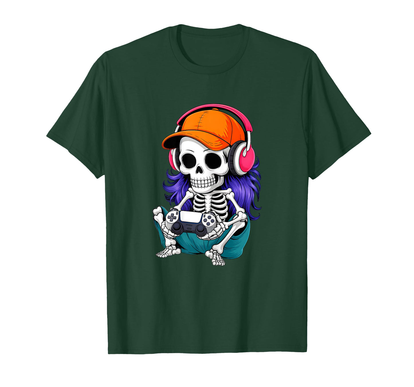 Funny Girls Halloween Skeleton Gamer Video Gaming Girl Women T-Shirt