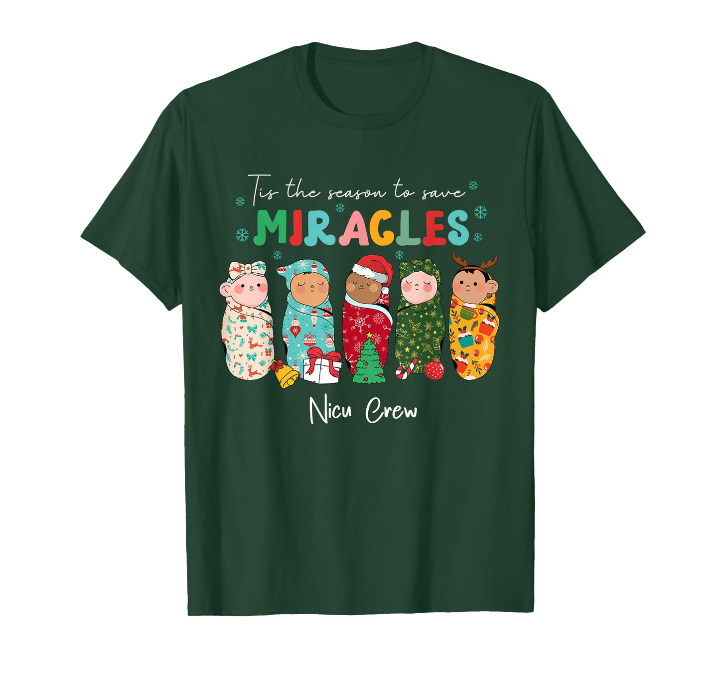 Funny NICU Nurse Animal Nurse Appreciation T-Shirt, Unisex-Adults, Kids, Nurses, Holiday Enthusiasts, Black, Small, Short Sleeve, Christmas NICU Nurse T-Shirt