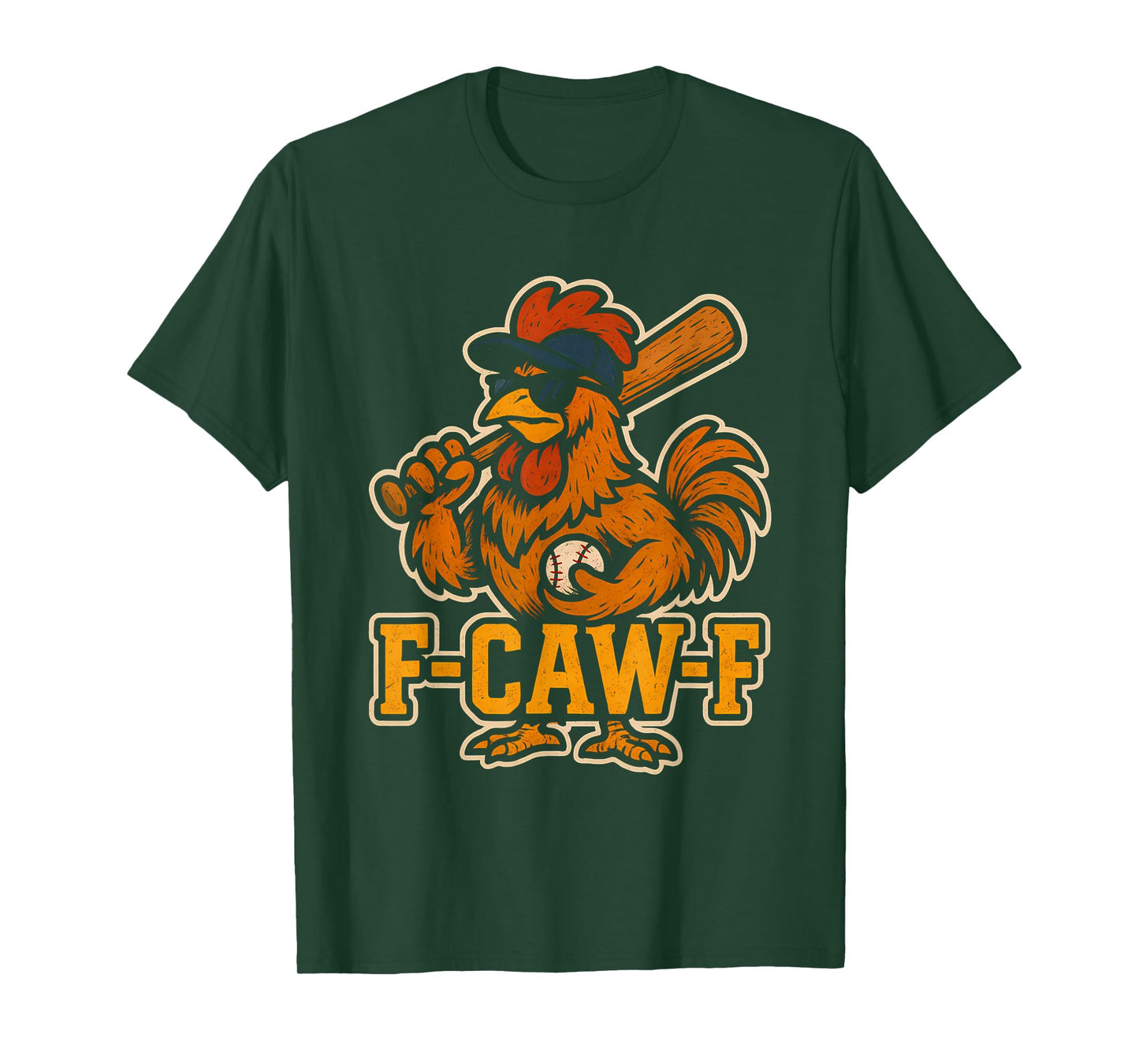 Baseball F Caw F Rooster Funny Chicken Fcawf Bird Fawk Off T-Shirt