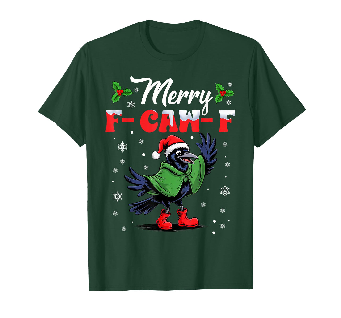 Black Crow F-Caw-F Funny Appropriate Christmas Adult Humor T-Shirt