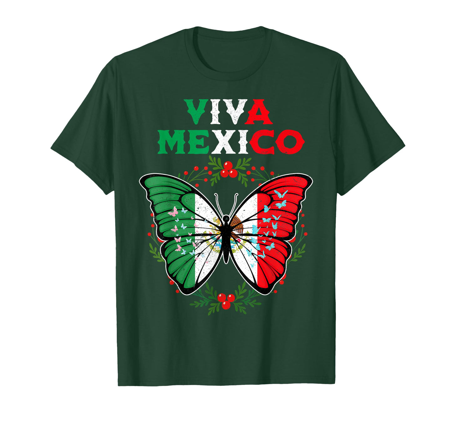 Butterfly Viva Mexico September 16 Mexican Independence Day T-Shirt