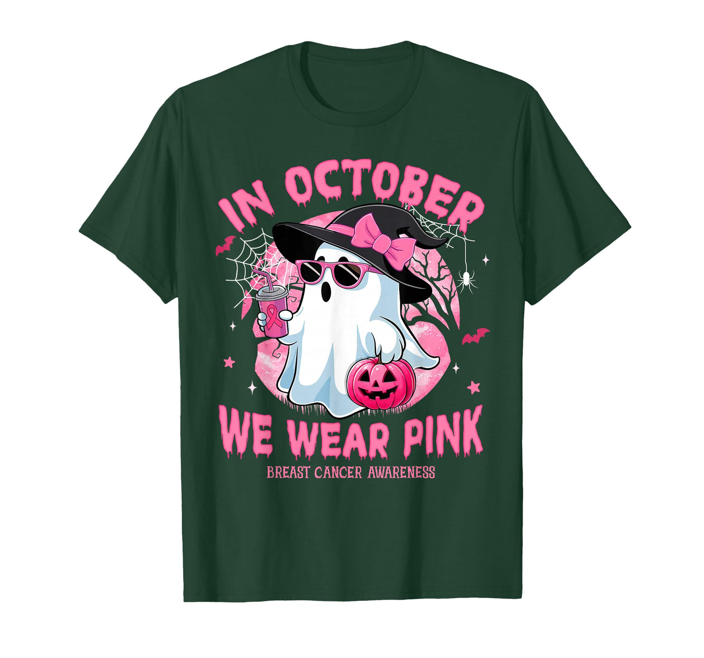 Halloween in October We Wear Pink Breast Cancer Awareness T-Shirt