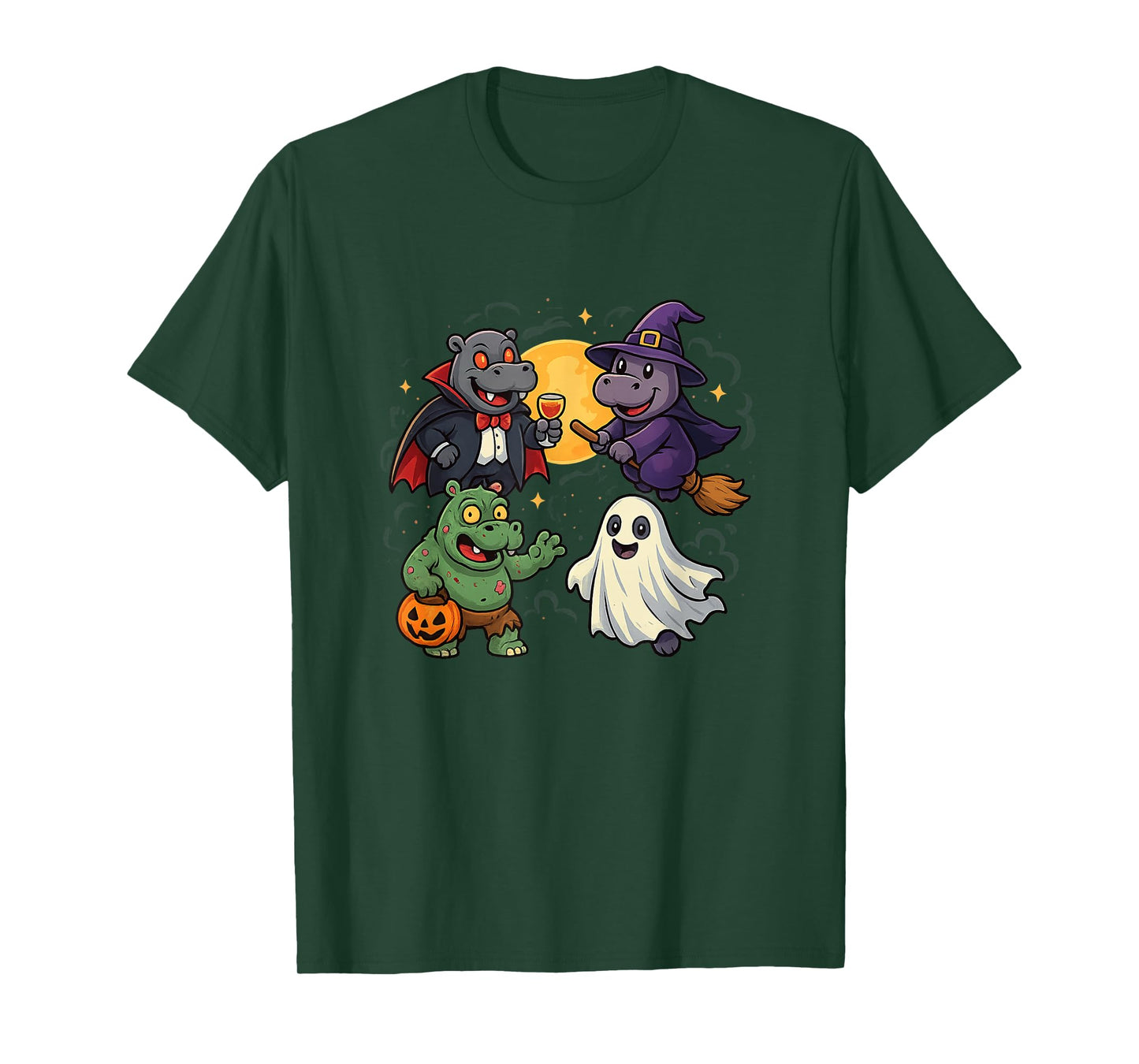 Hippo Ghost Witch Zombie Halloween Costume Kids Boys Girls T-Shirt