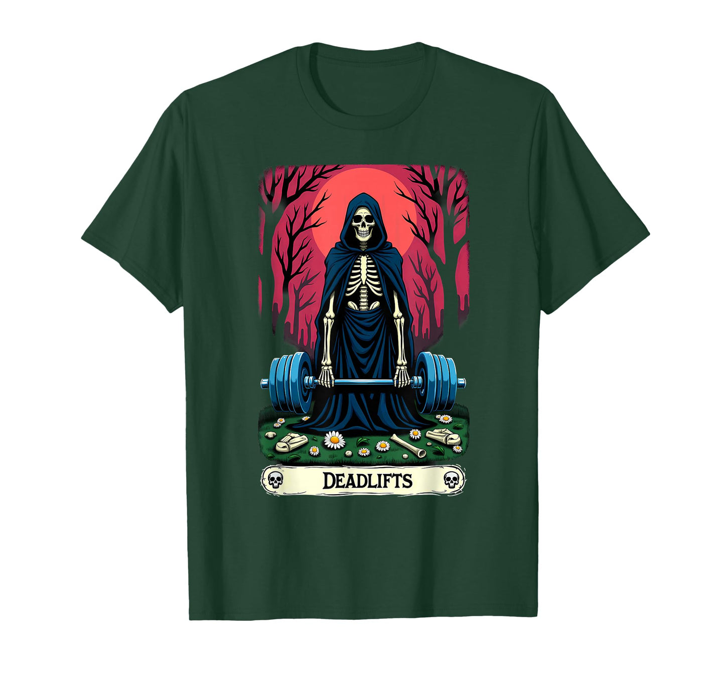 Gothic Tarot Card Skeleton Deadlifts Weightlifiting T-Shirt