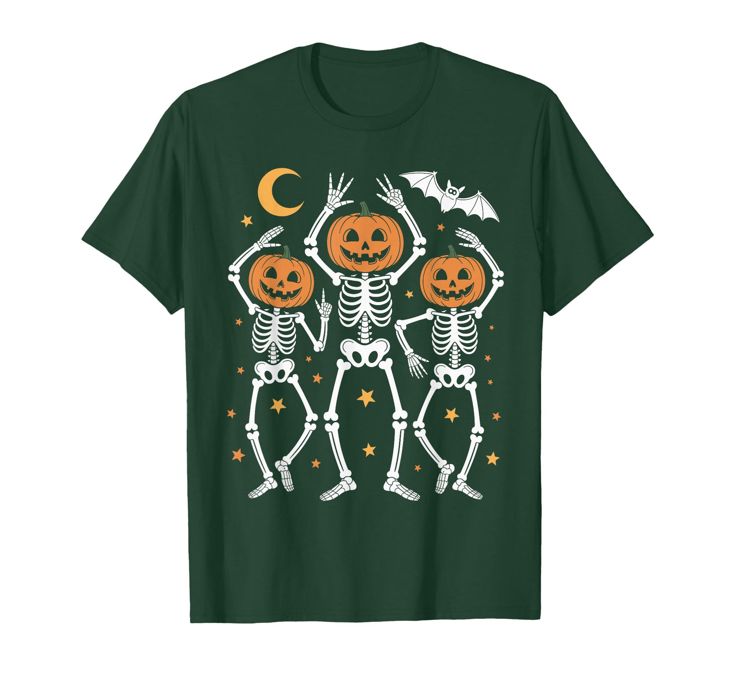 Funny Dancing Skeleton Pumpkin Halloween Cute Spooky Season T-Shirt