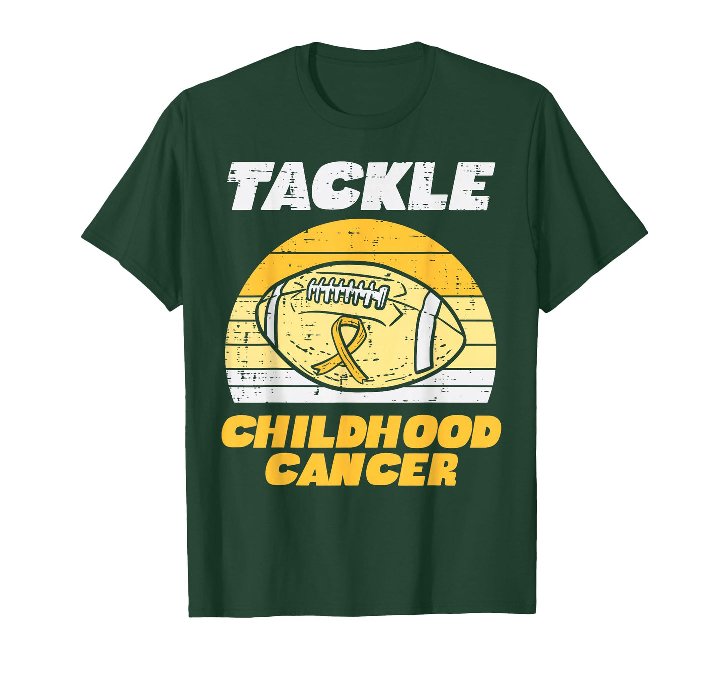 Football Tackle Childhood Cancer Retro Awareness Ribbon T-Shirt