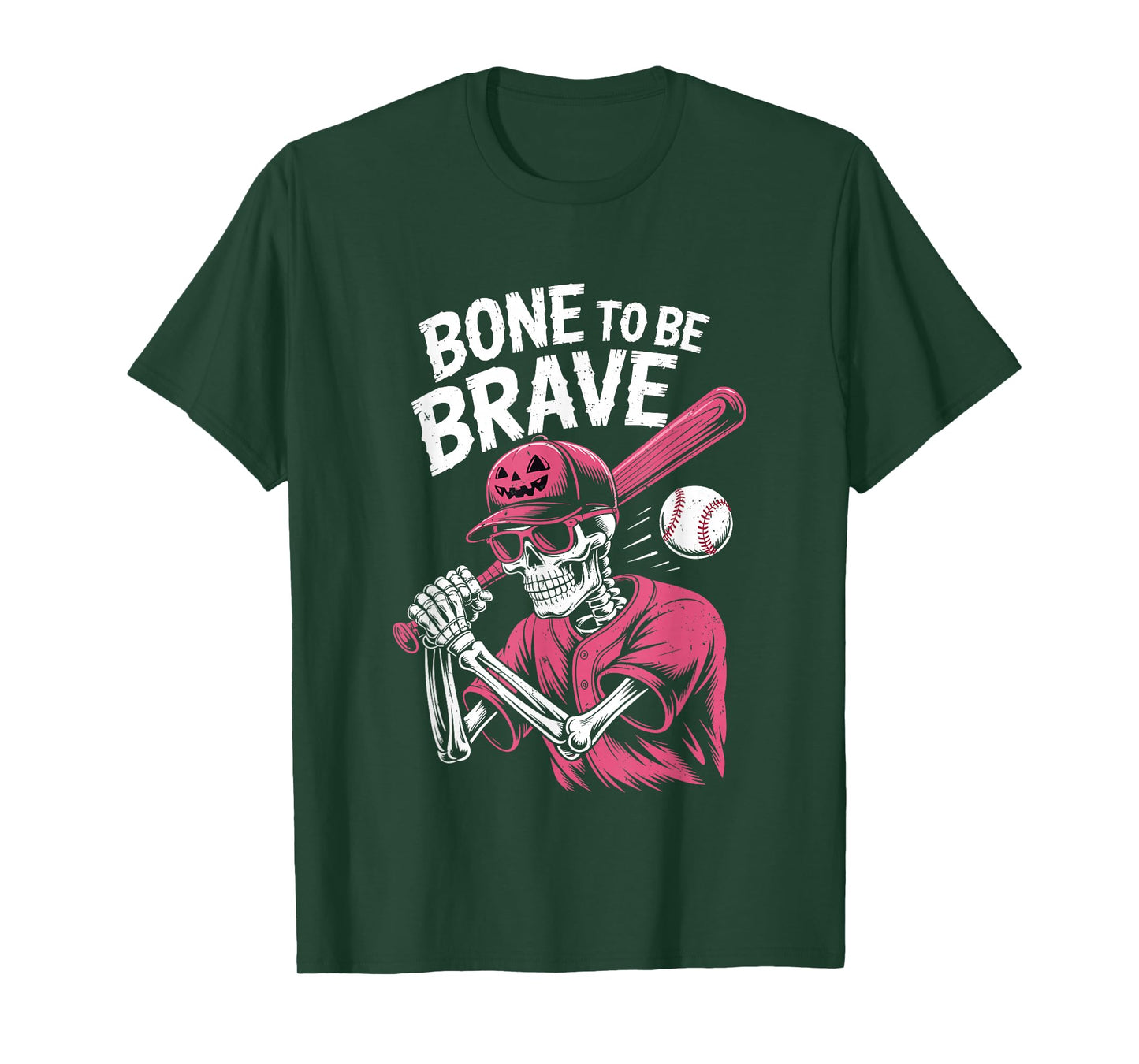 Baseball Skeleton Fighter Halloween Breast Cancer Awareness T-Shirt