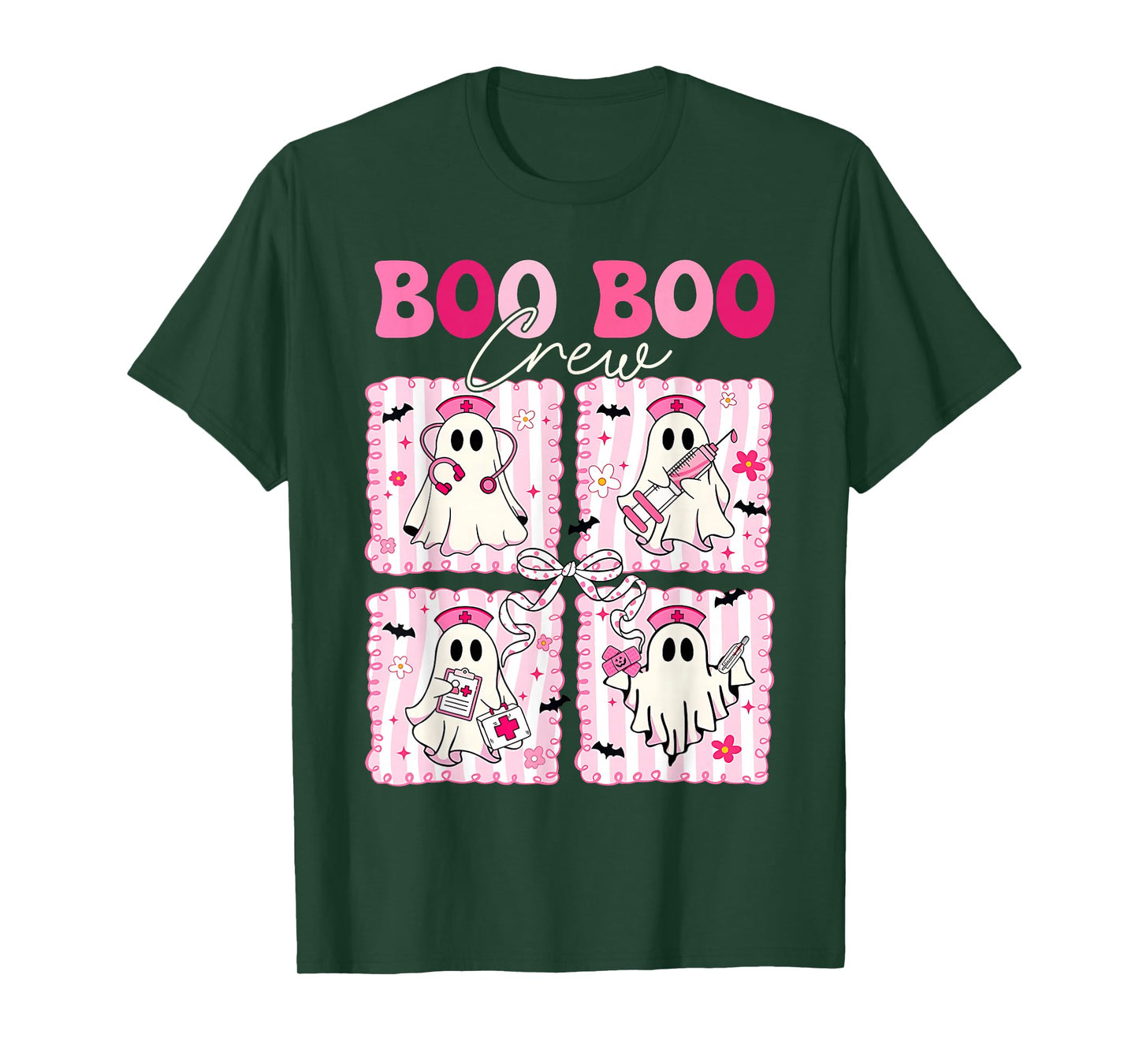 Boo Boo Crew Halloween Coquette Bow Nurse Spooky Ghost T-Shirt