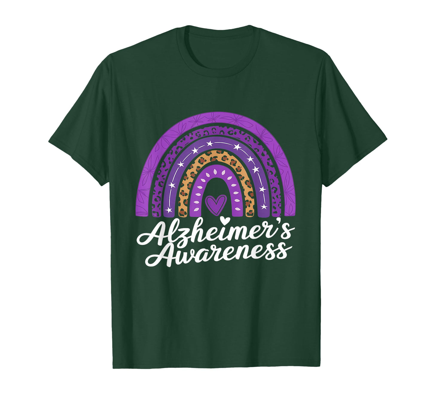 Alzheimer Awareness Month Rainbow Leopard Heart T-Shirt
