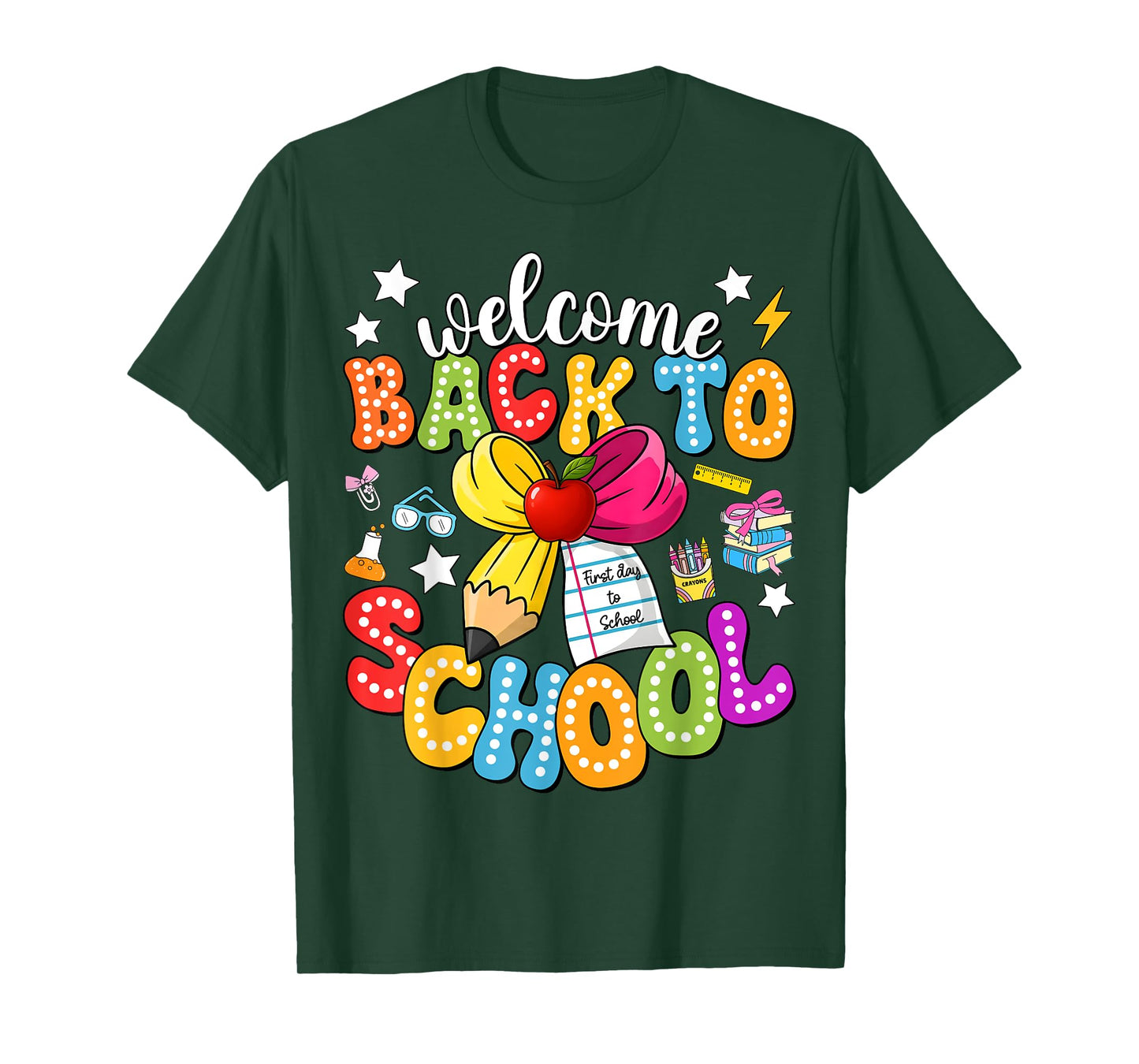 Back To School Pencil Coquette Bow First Day of School Kids T-Shirt