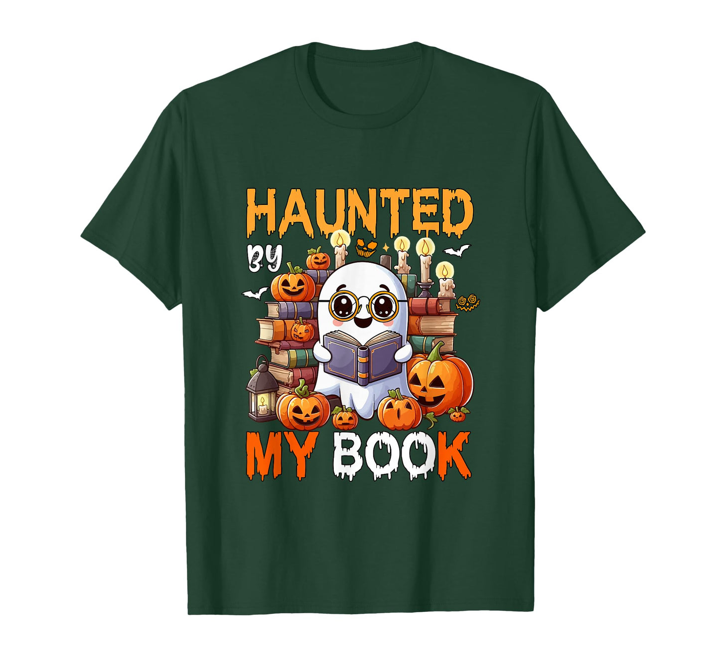 Haunted by My Book Halloween Boo Librarian Bookworm Reader T-Shirt