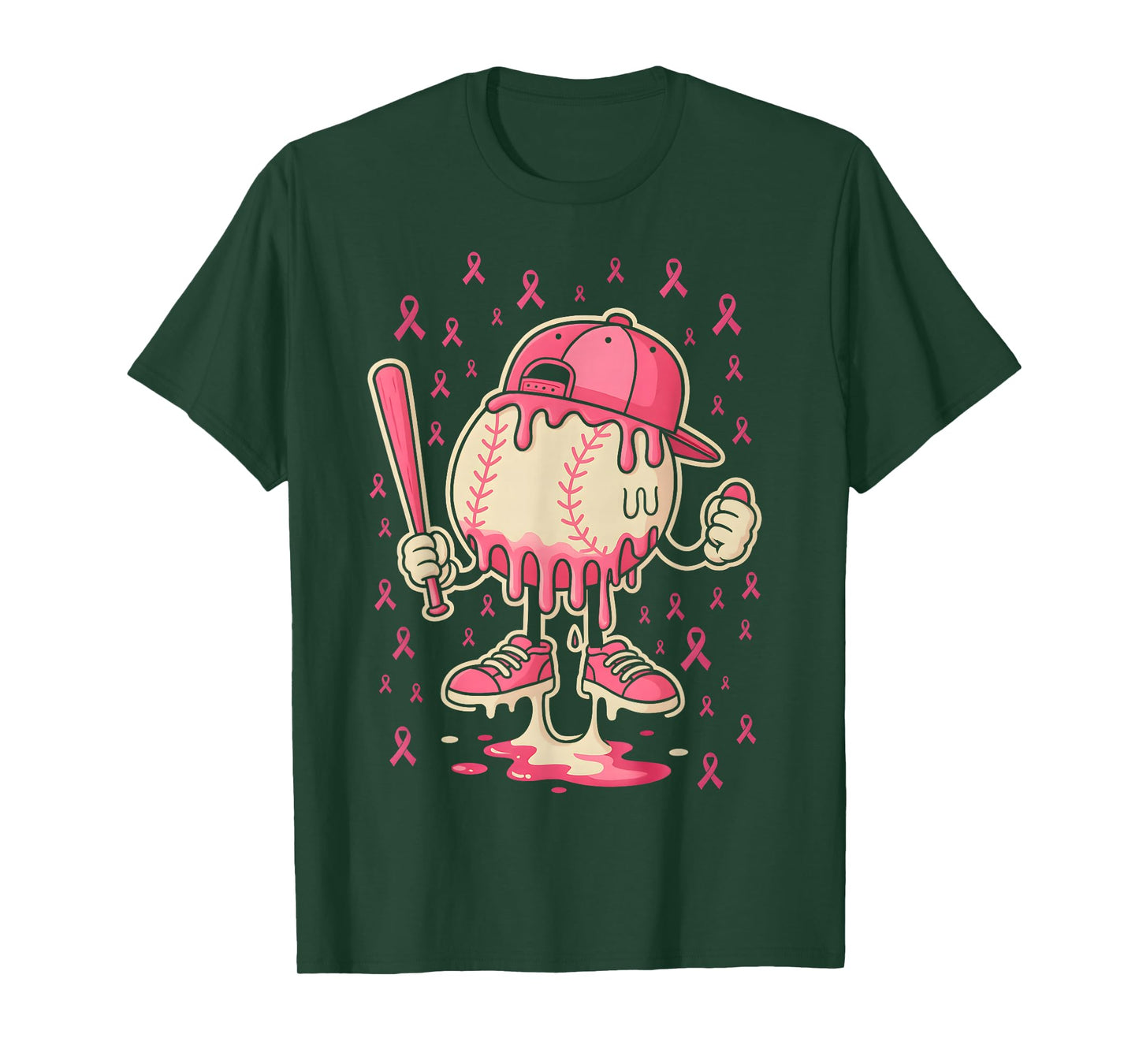 Baseball Drip Ice Cream Breast Cancer Awareness Boys & Girls T-Shirt