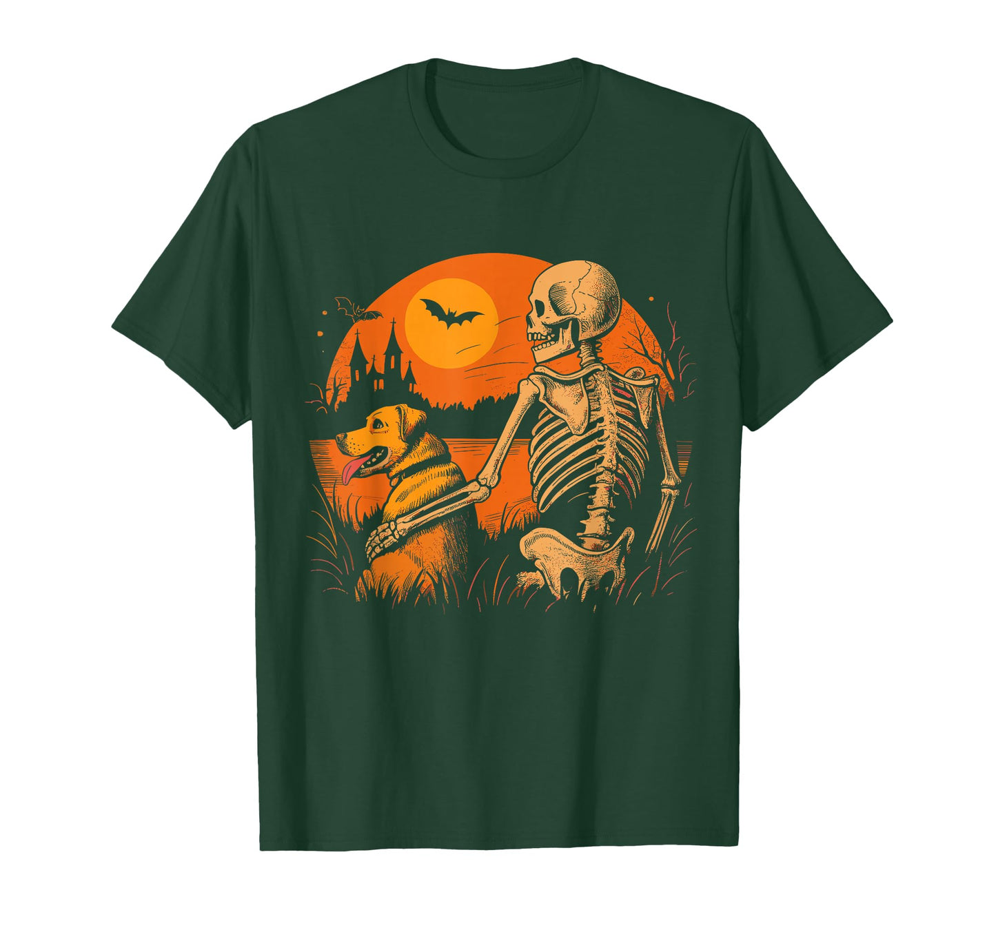 Sunset Dog Skeleton Halloween Spooky Dogs Lovers T-Shirt