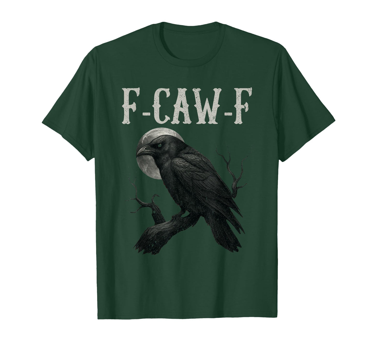 Black Crow F-Caw-F Full Moon Gothic Witchy Adult Humor Men T-Shirt