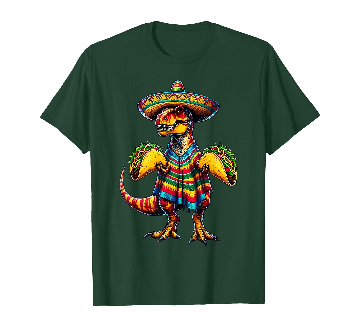 T-rex Dinosaur Taco Lover Cinco de Mayo Sombrero Poncho T-Shirt
