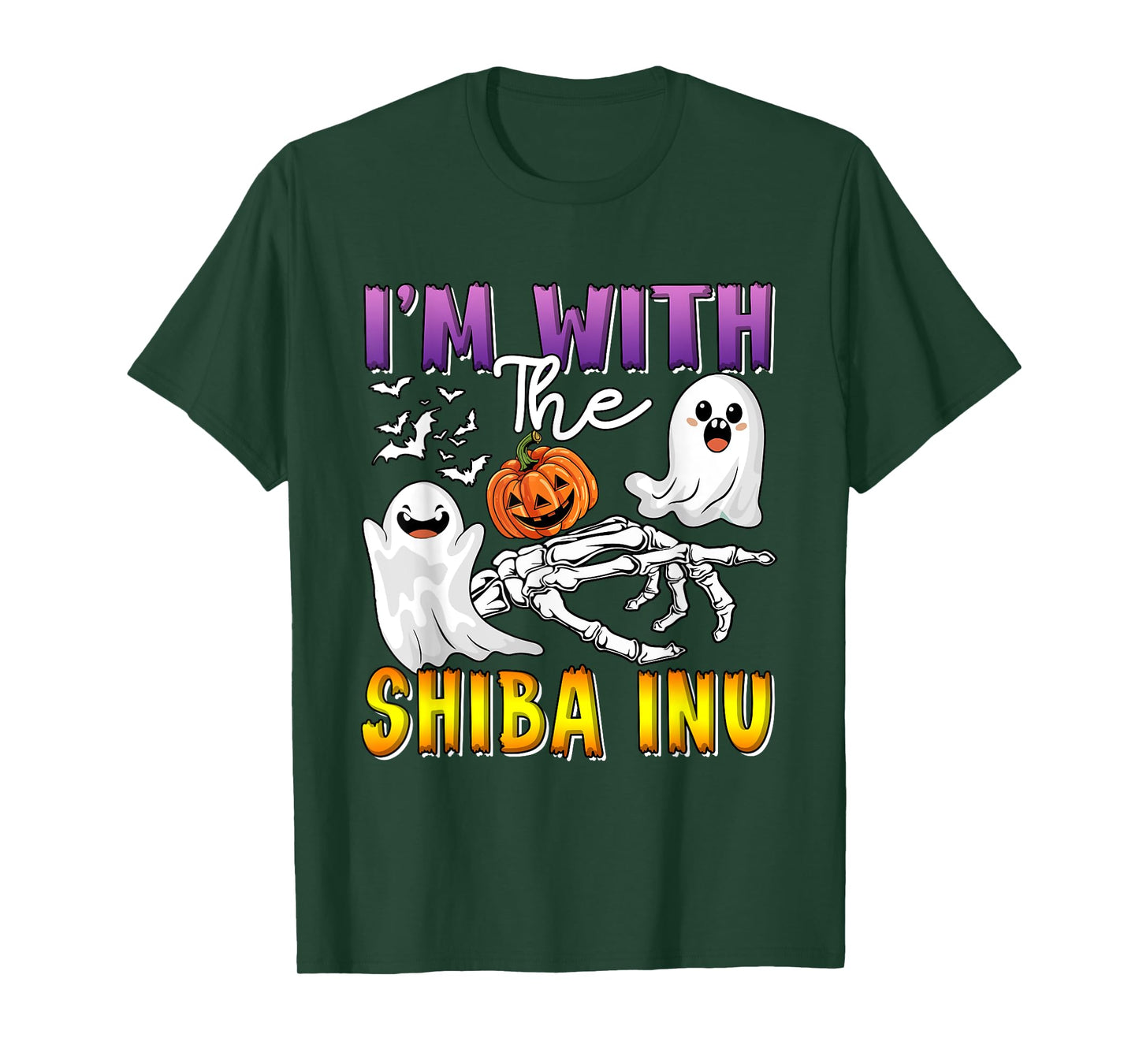 I'm with Shiba Inu Halloween Boo Ghost Funny Single Owner T-Shirt