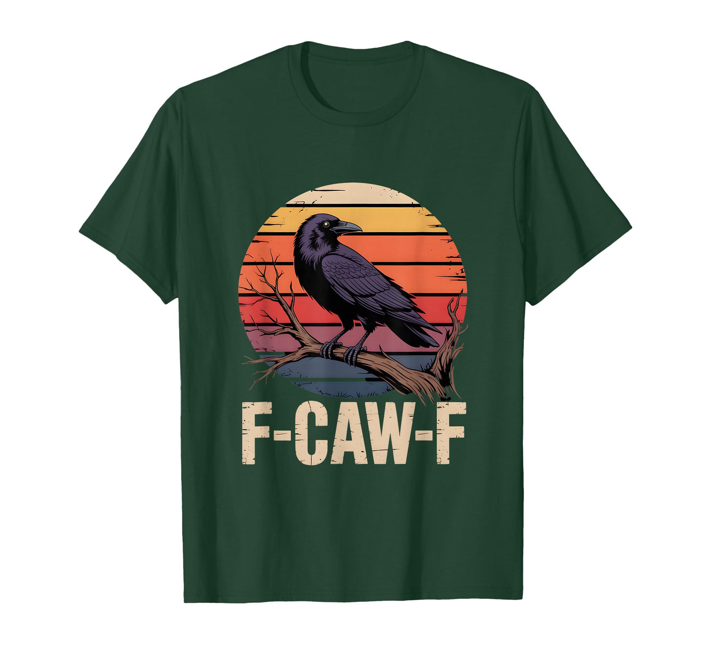 F-Caw-F Witty Crow Vintage Sunset T-Shirt