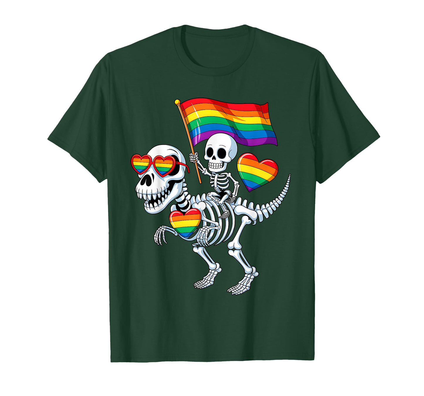 Halloween Homosexual Rainbow Dinosaur Skeleton Gay Pride T-Shirt