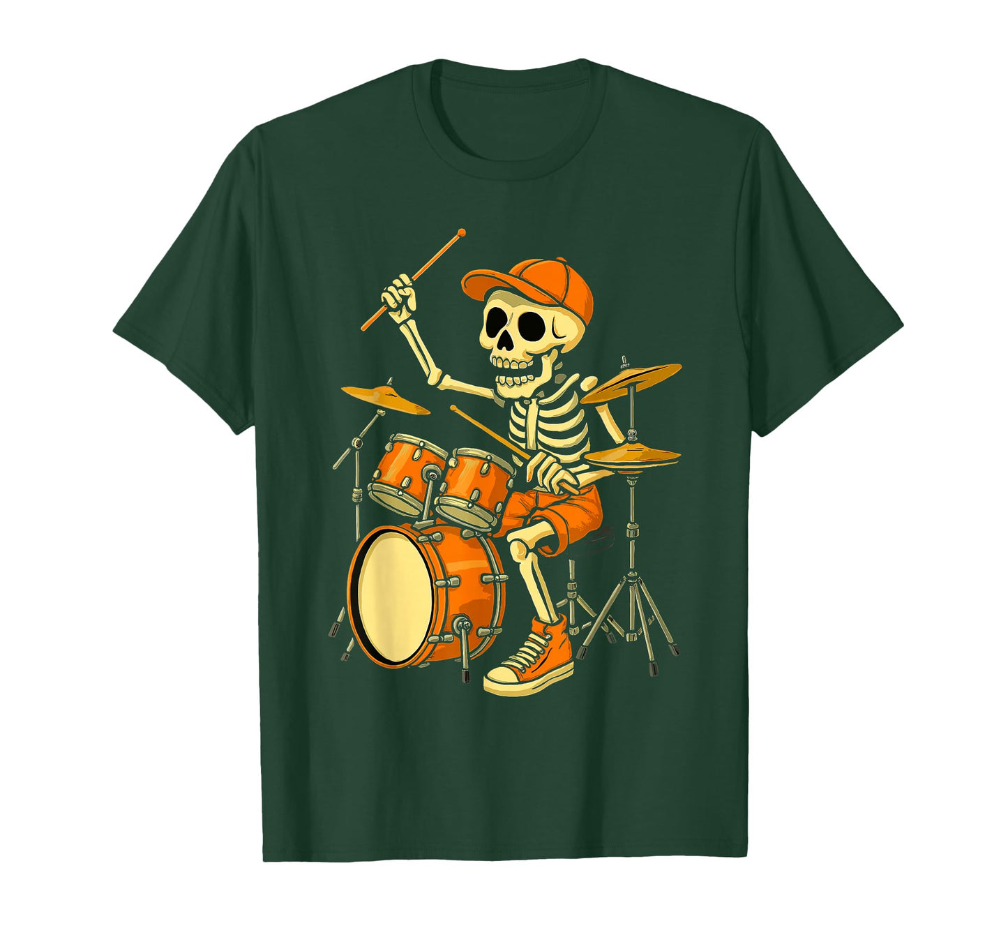 Skeleton Drums Halloween Costume Drummer Music Men Boys Kids T-Shirt