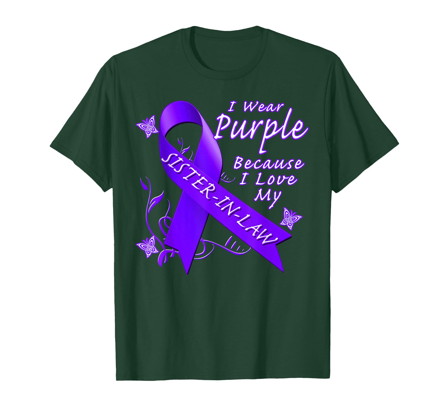 Alzheimer's Awareness Sister In Law T-Shirt Purple Ribbon