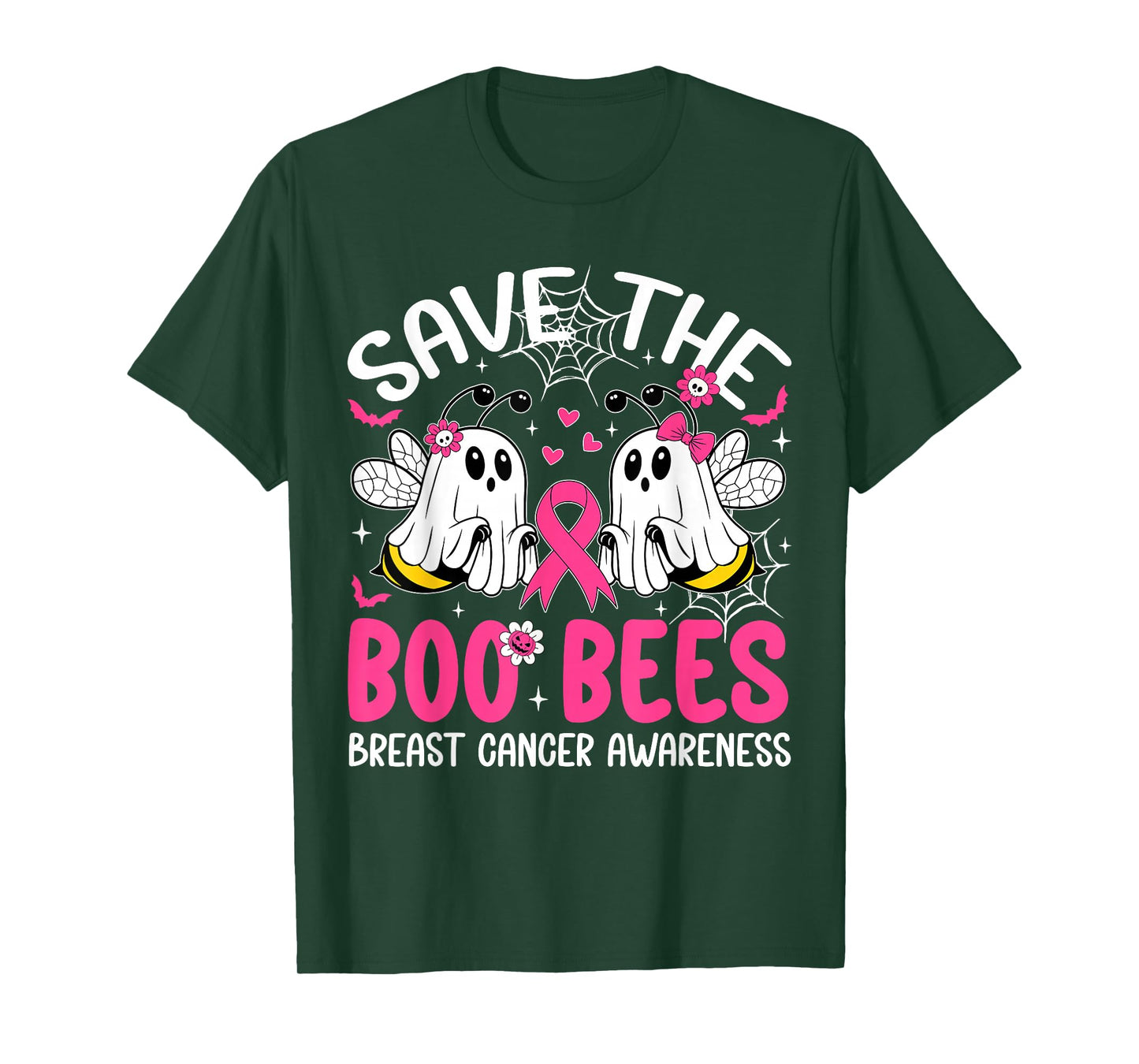 Save The Boo Ghost Bees Breast Cancer Halloween Women Girls T-Shirt