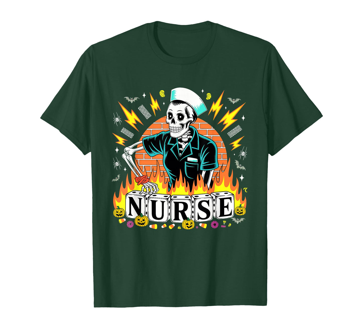 Halloween Skeleton ER Nurse Funny Nursing Student Spooky RN T-Shirt