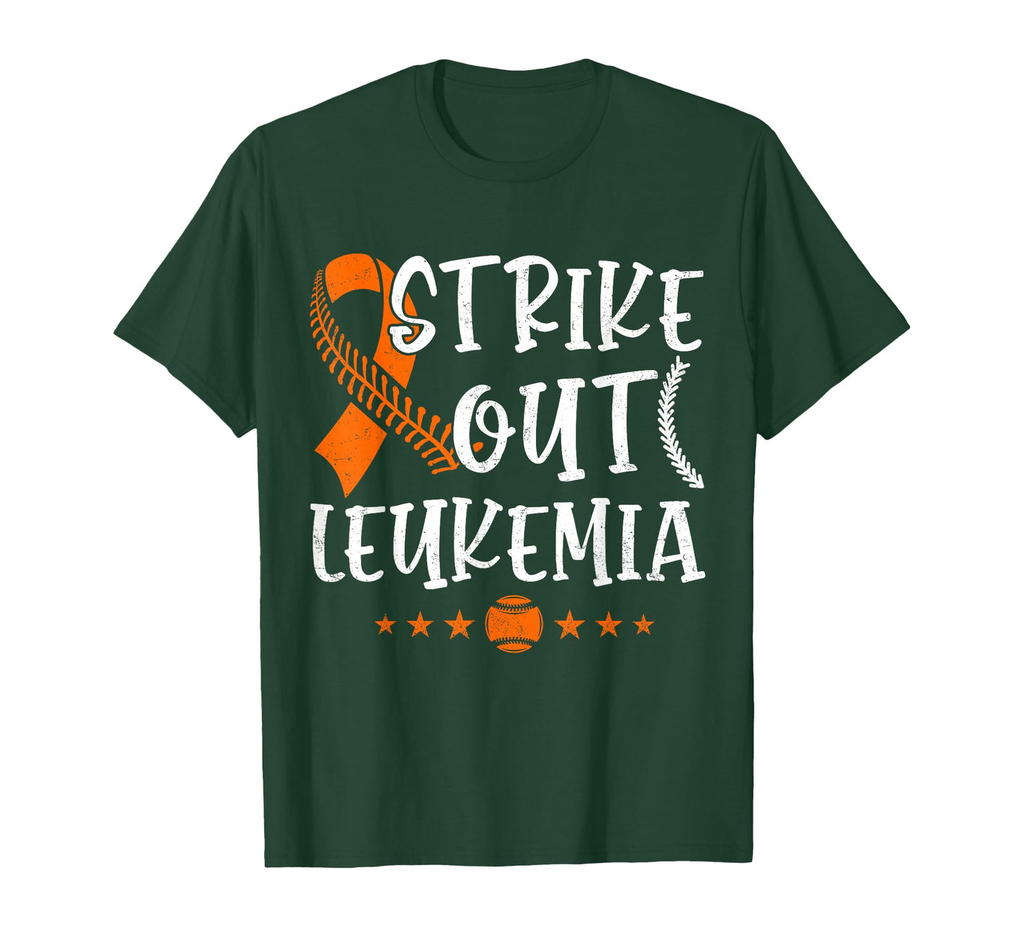 Strike Out Leukemia Awareness Month Baseball Orange Ribbon T-Shirt