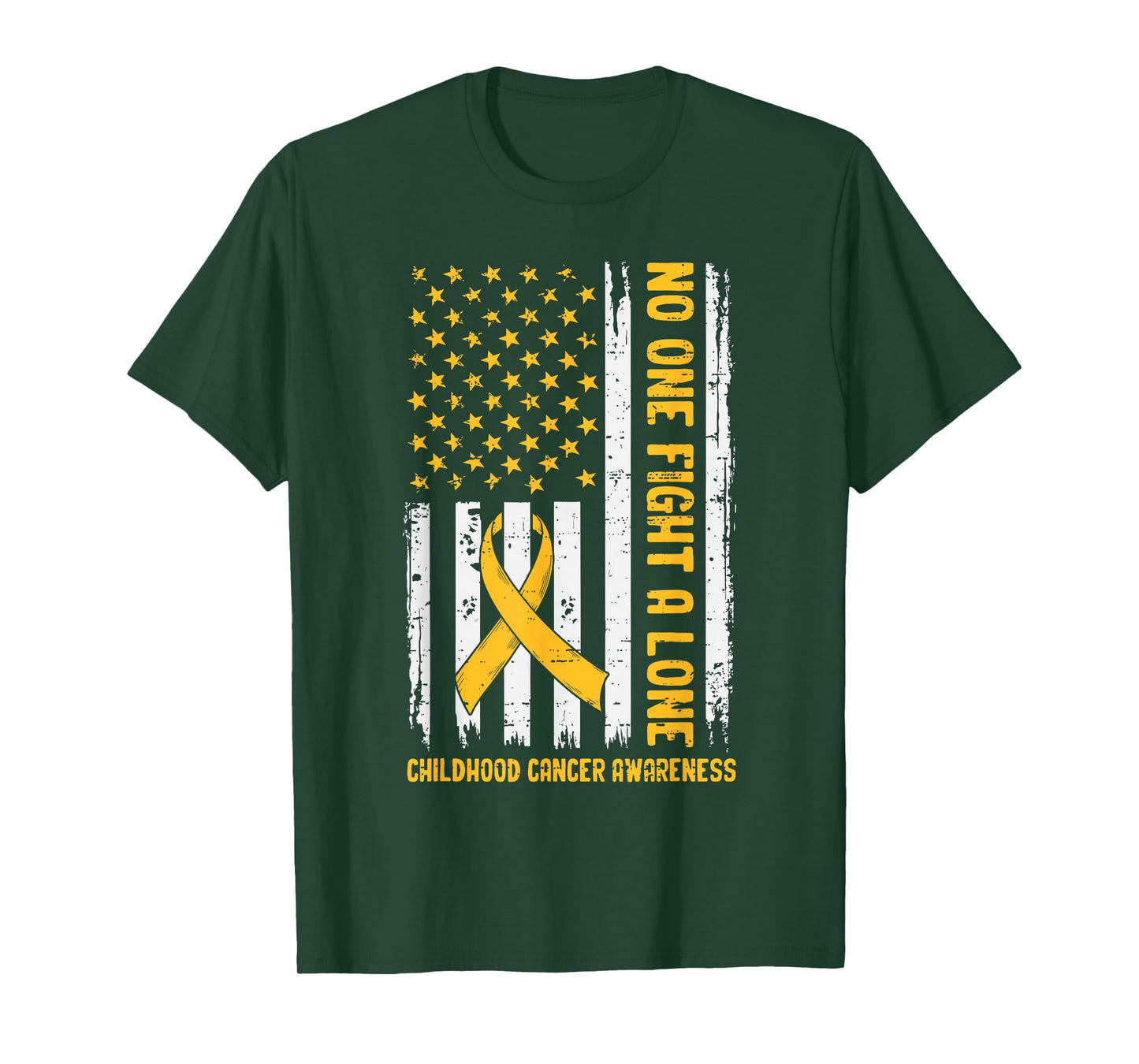 Childhood Cancer Awareness Gold USA American Flag Ribbon Men T-Shirt