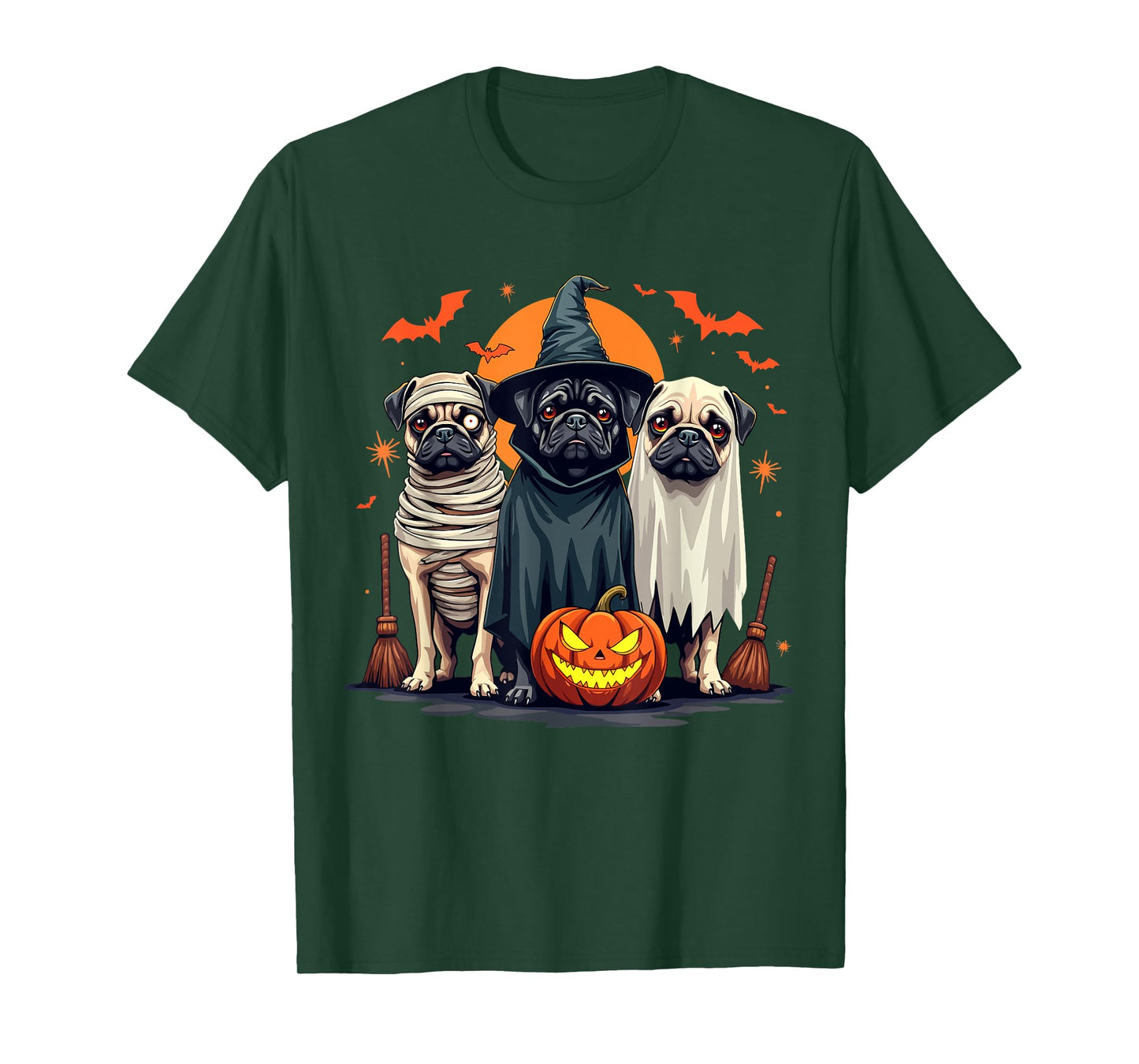 Pug Halloween Costume Mummy Witch Ghost Dog Lover T-Shirt