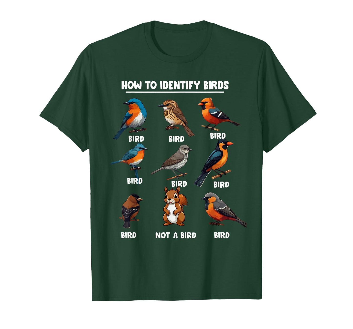 Funny Bird How to Identify Birds - Birds Lovers Watching T-Shirt, Small, Black