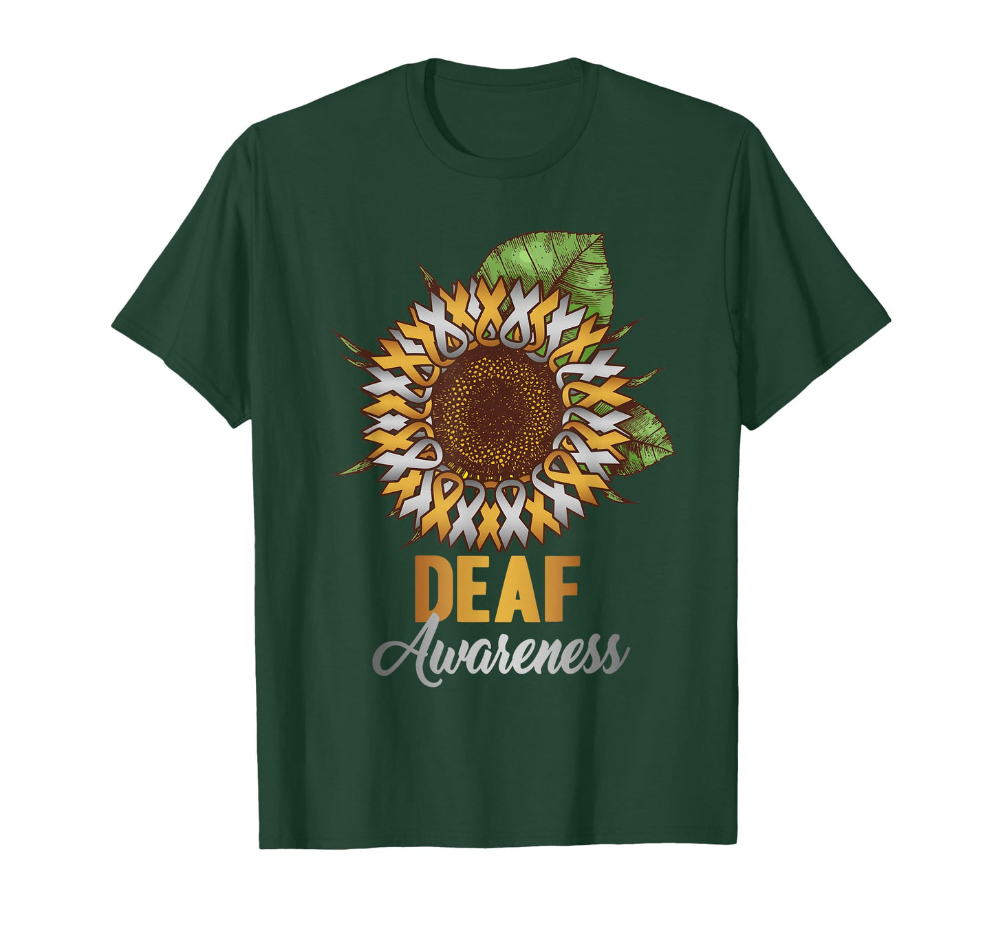 Deaf Awareness - Sunflower Gold and Silver Ribbon T-Shirt