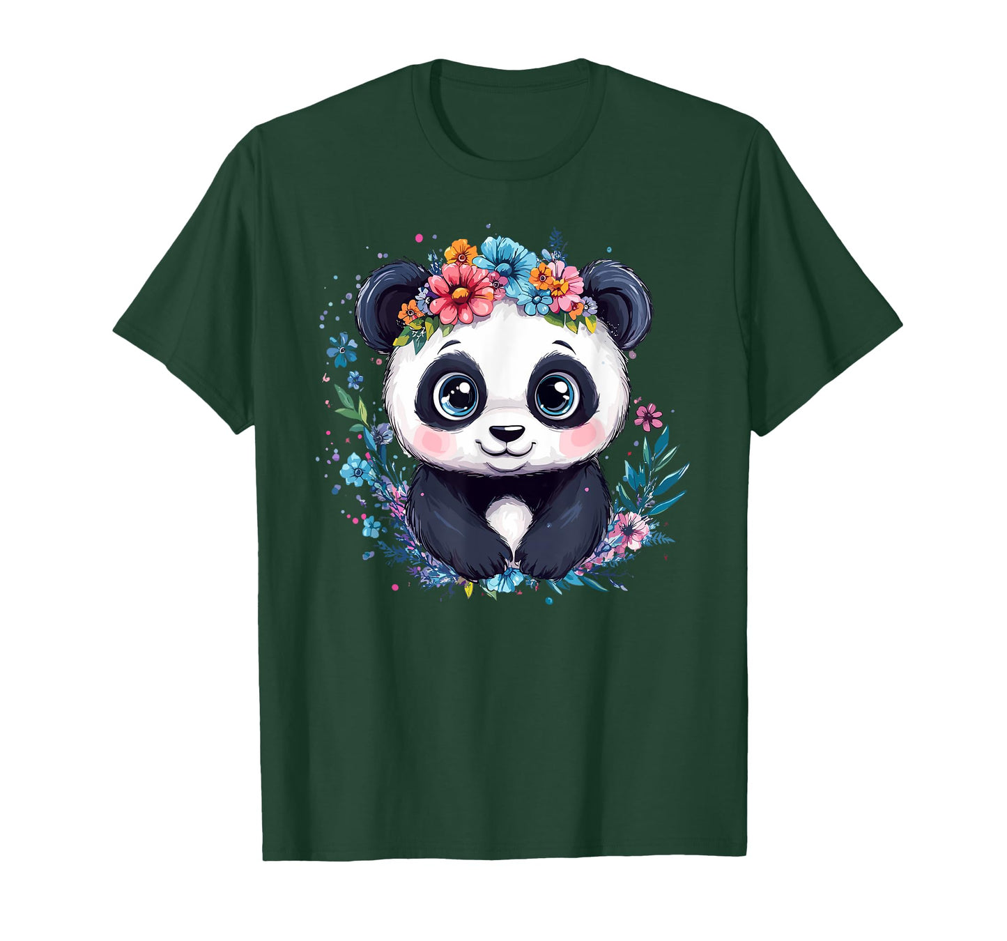 Panda With Floral Crown And Flowers T-Shirt
