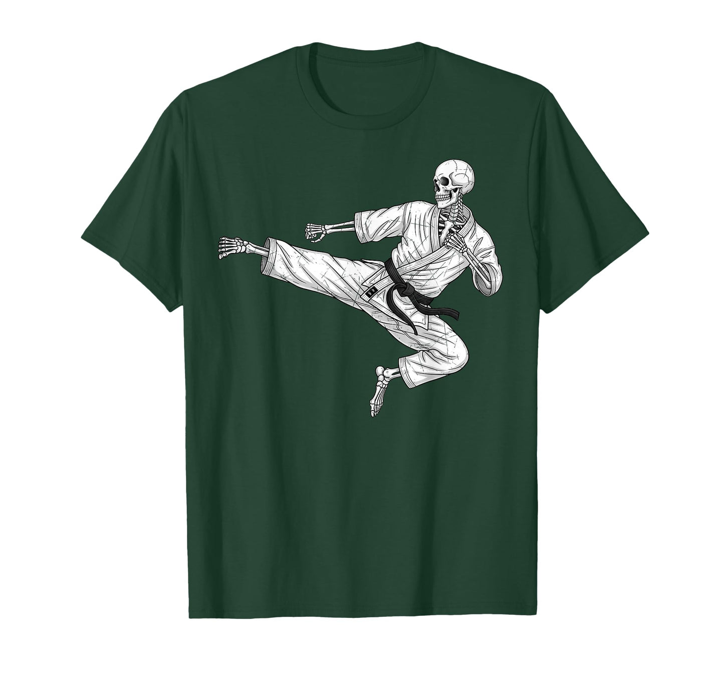 Martial Arts Skeleton Flying Side Kick Karate Taekwondo T-Shirt