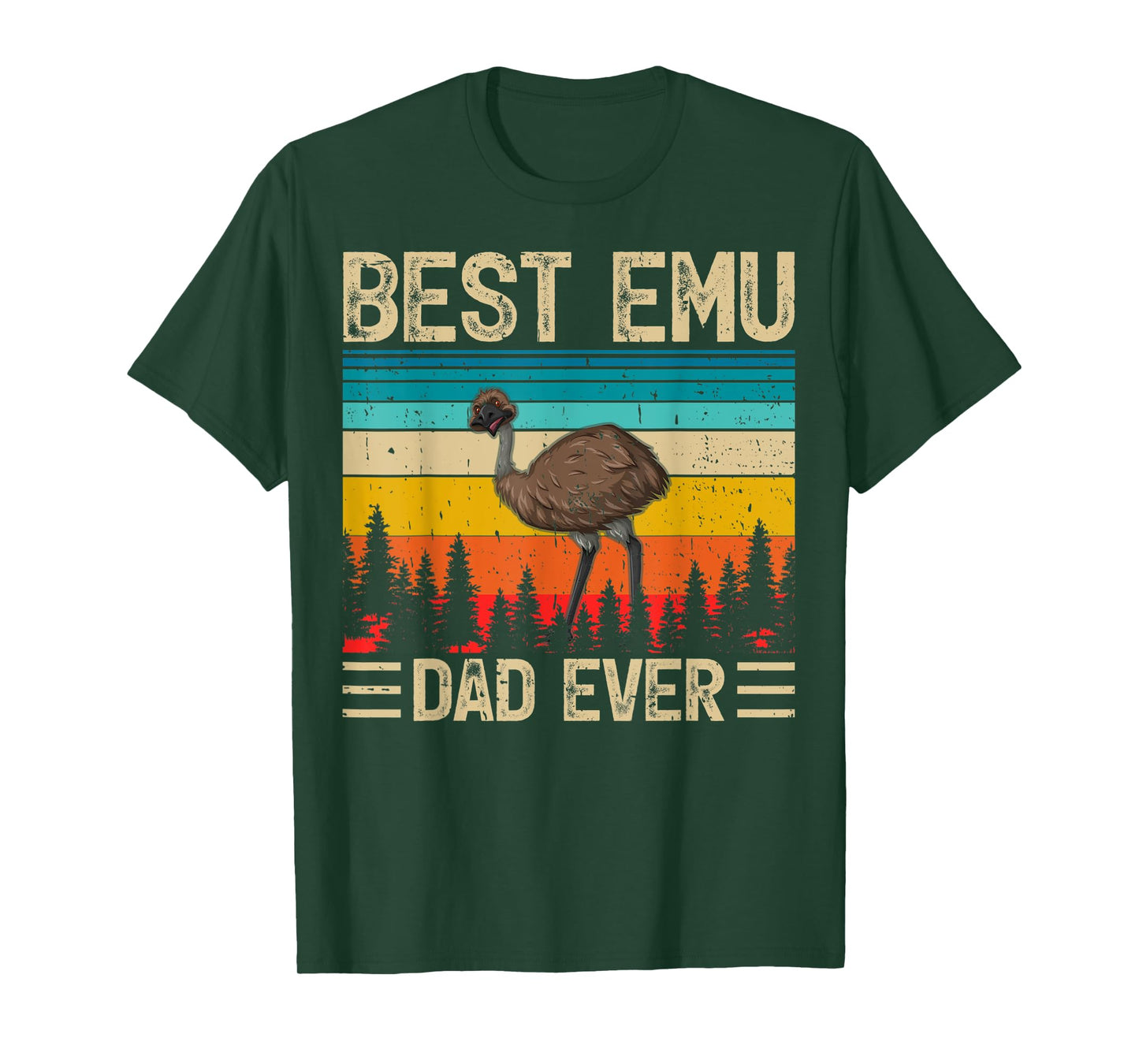 Mens Emu Bird Vintage Funny Best Emu Dad Ever Father's Day T-Shirt