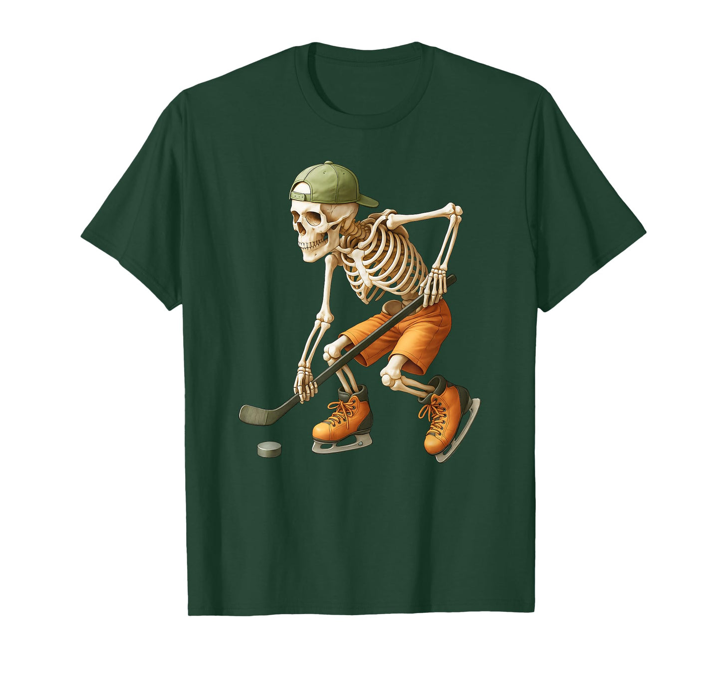 Skeleton Ice Hockey Halloween Costume Funny T-Shirt