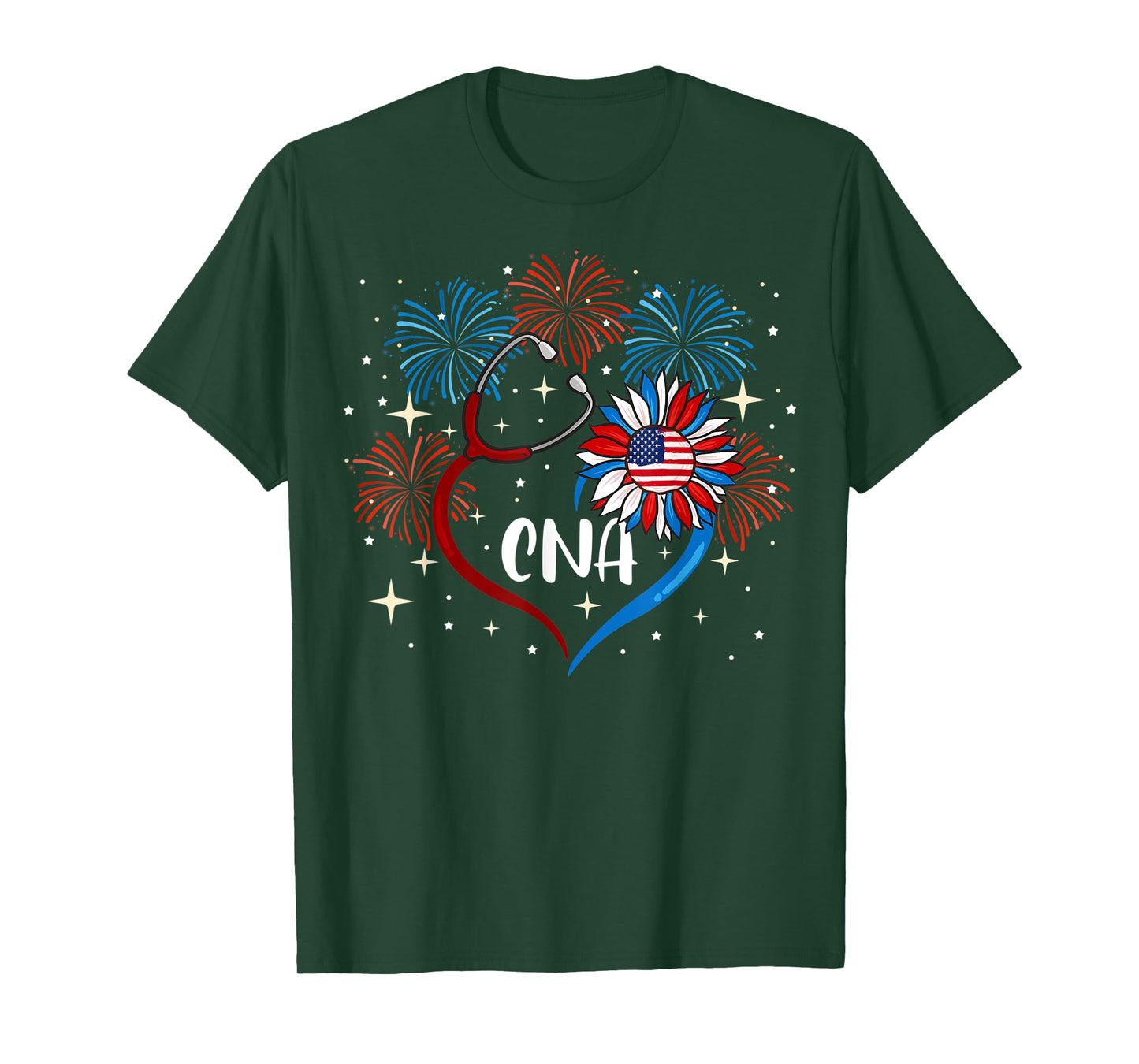 All American CNA Life American Flag Sunflower 4th Of July T-Shirt for Women Kids Men