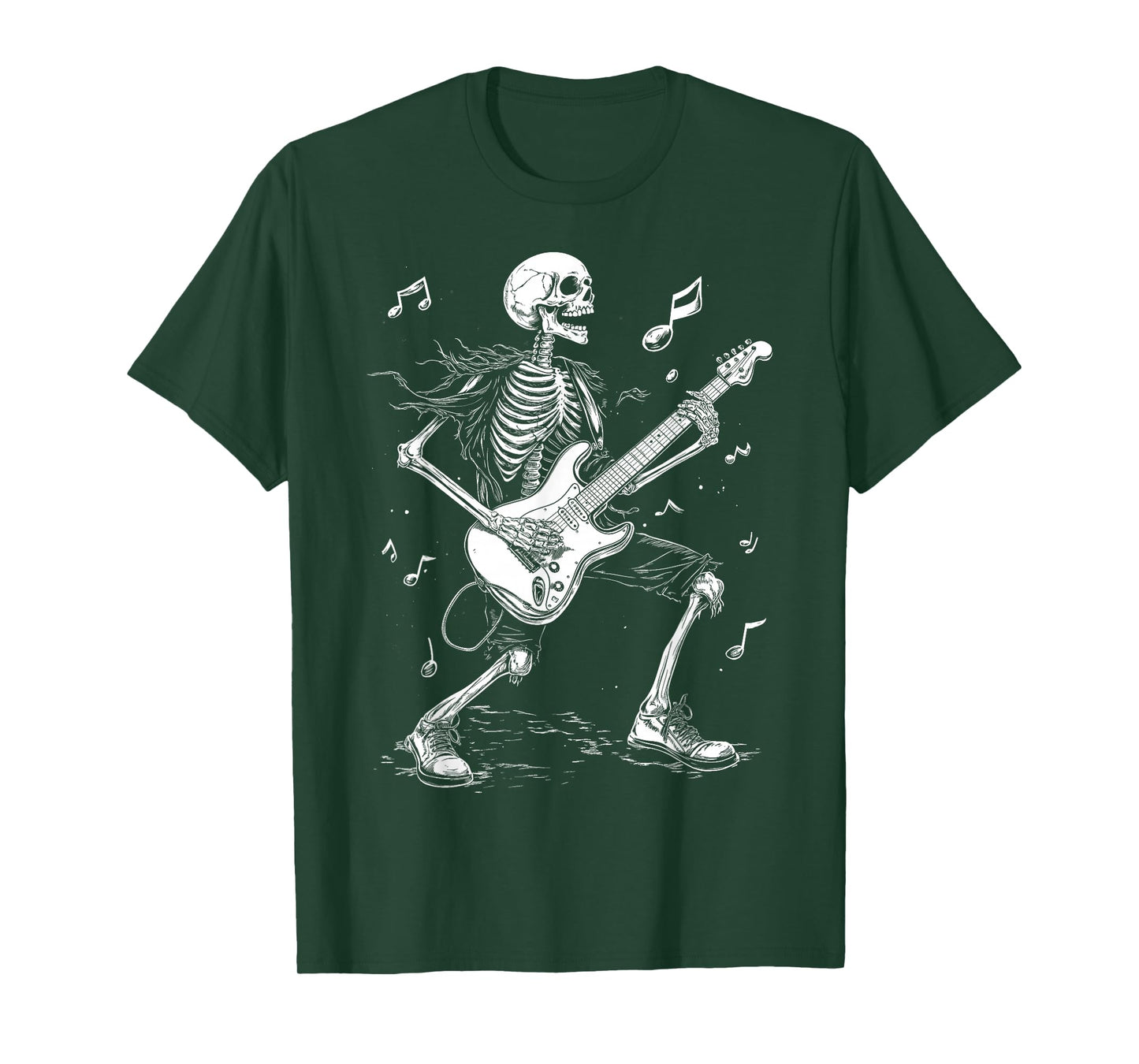 Skeleton Electric Guitar Player Music Rock Band T-Shirt