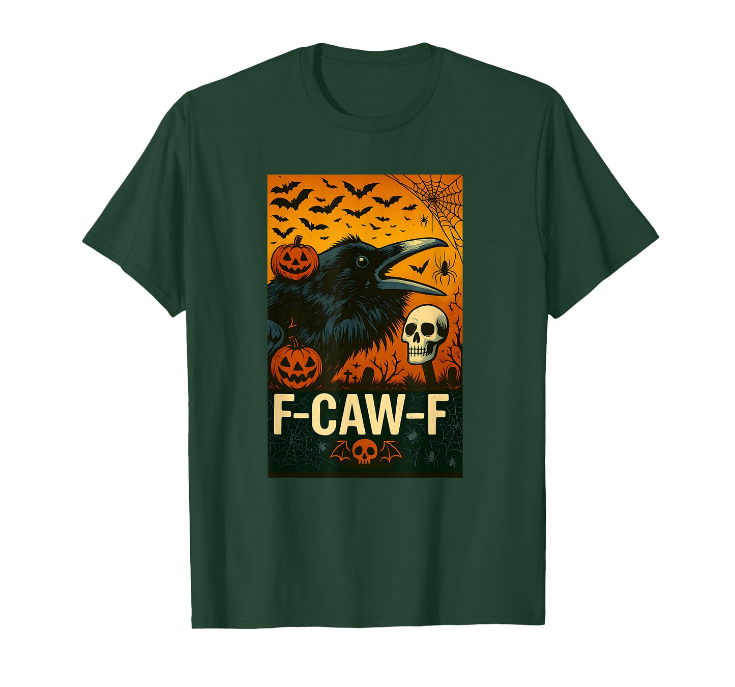 Funny Black Crow Bird with F-Caw-F Saying, Halloween Style T-Shirt