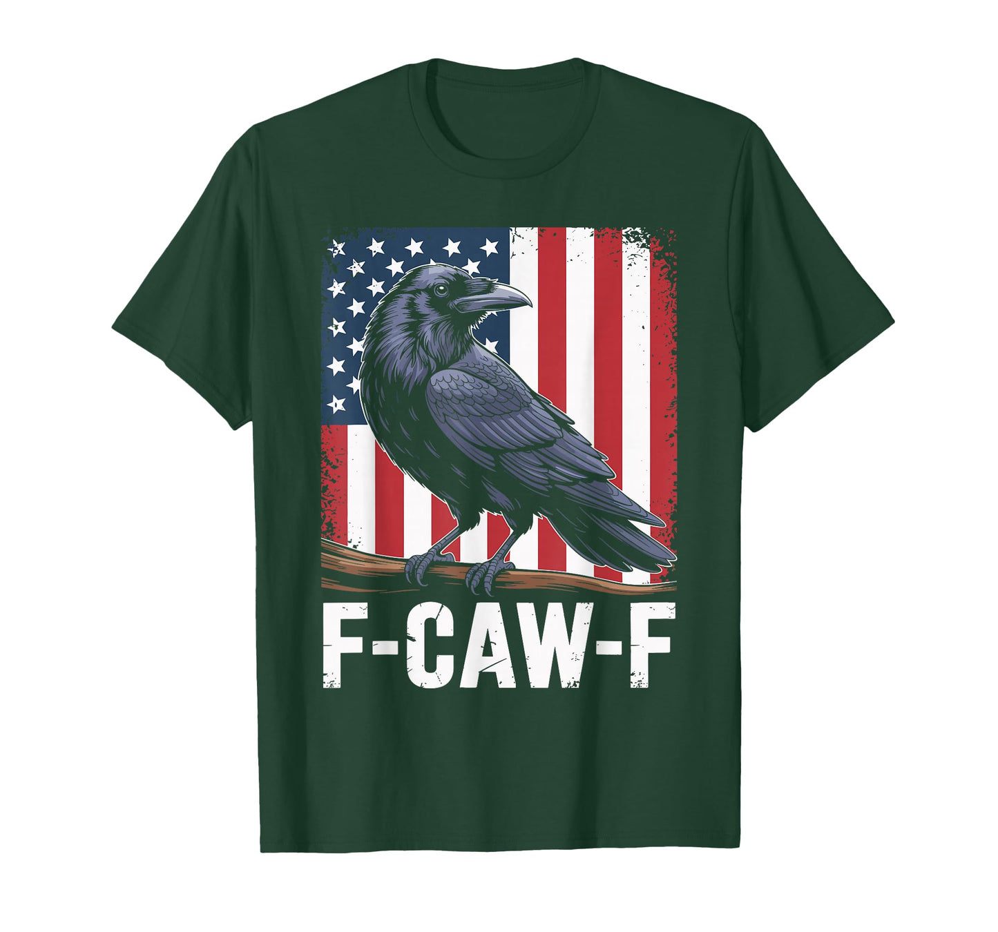 F Caw F Black Crow Black Bird Retro USA Flag Vintage T-Shirt