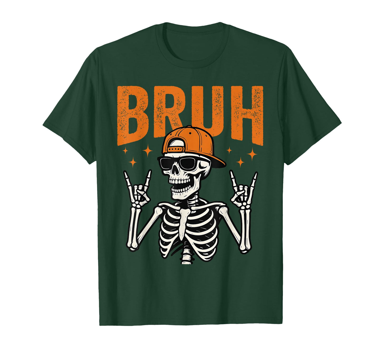 Bruh Punk Rock Skeleton Cool Rocker Halloween Men Teens Kids T-Shirt