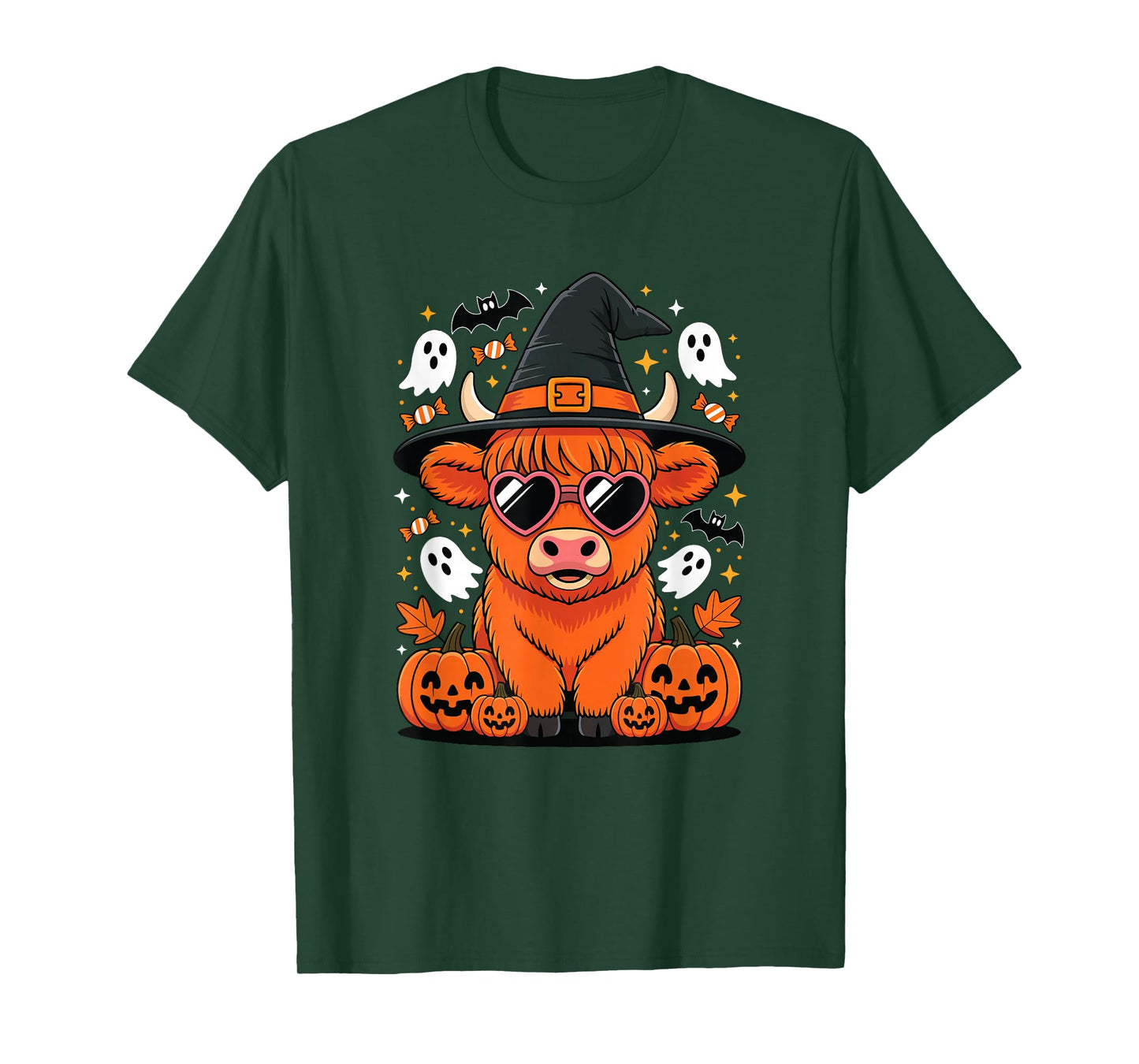 Highland Cow Halloween Pumpkin Funny Spooky Autumn T-Shirt
