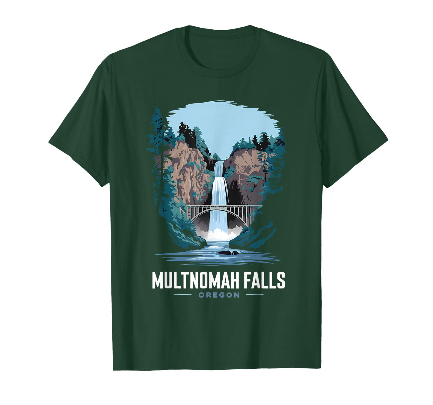 Multnomah Falls Oregon Waterfall Retro Nature Souvenir T-Shirt