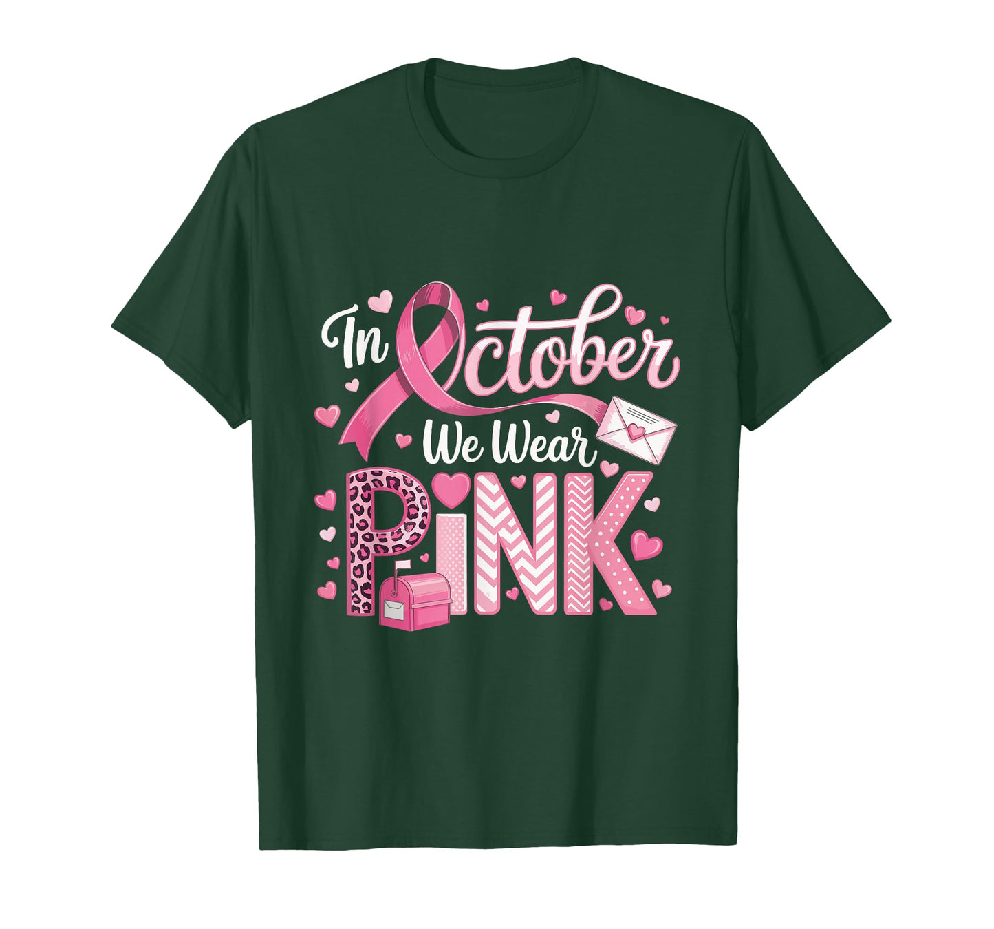 October We Wear Pink Breast Cancer Awareness Postal Worker T-Shirt
