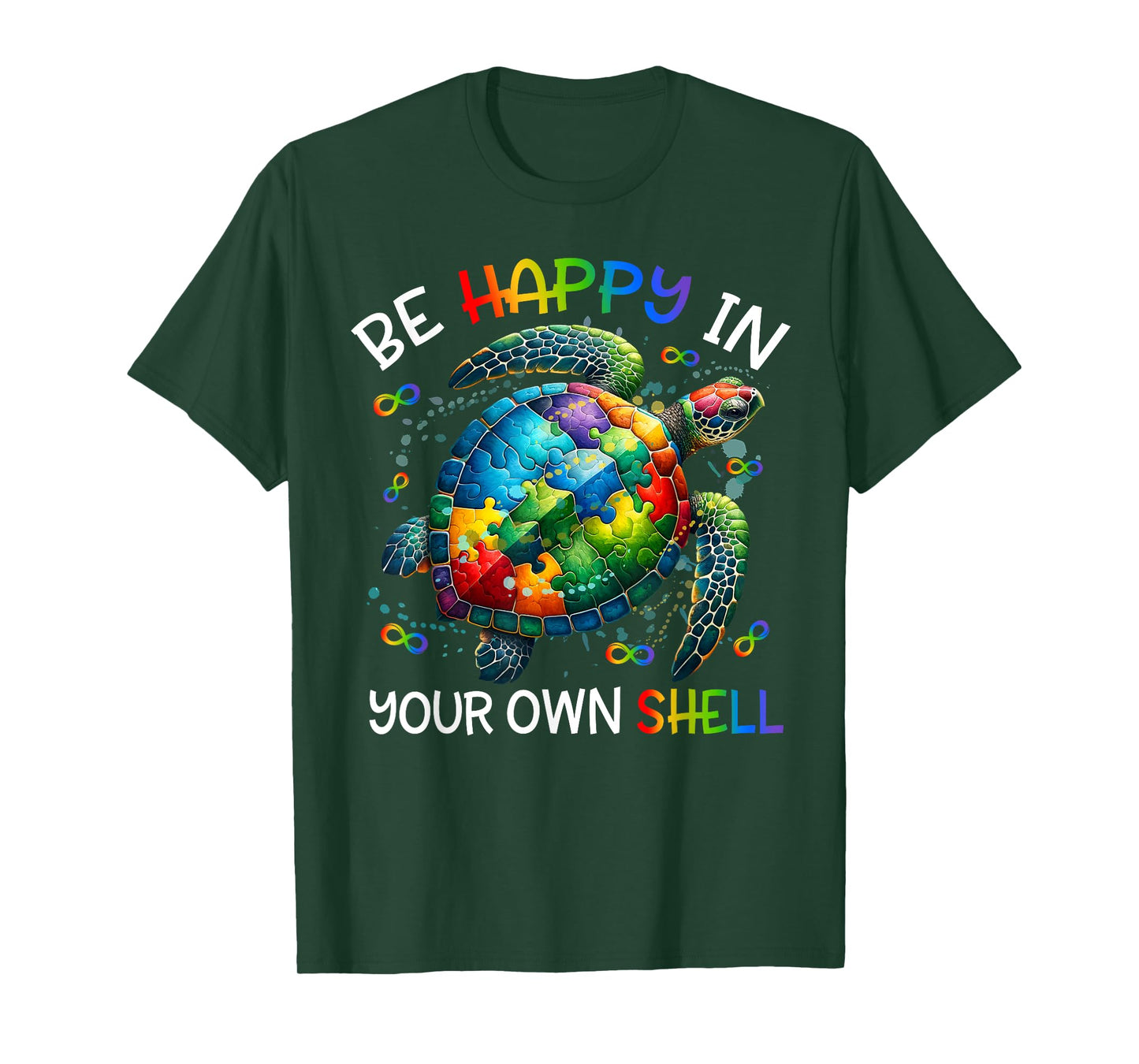 Puzzle Turtle Be Happy In Your Own Shell Autism Awareness T-Shirt