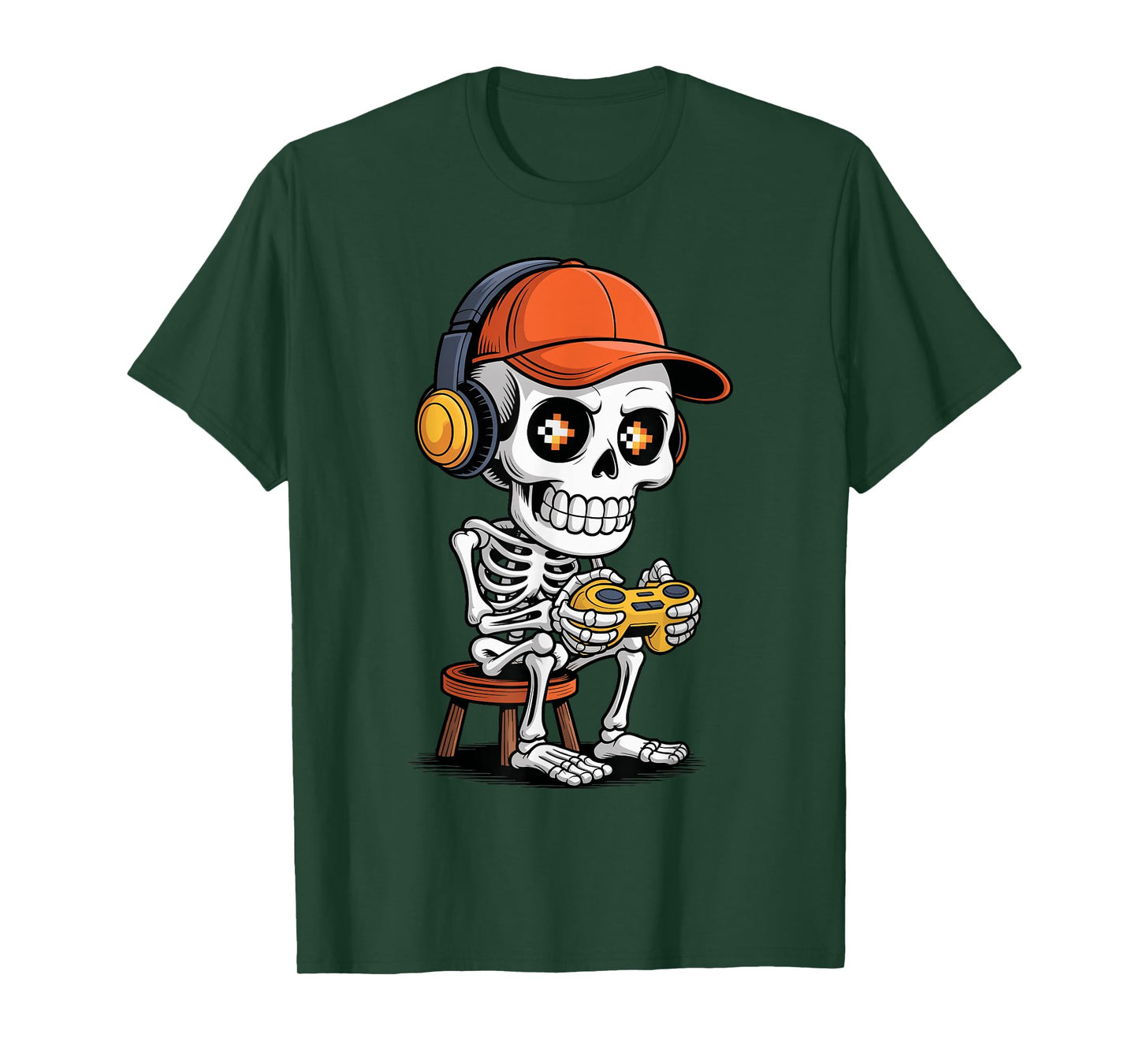 Halloween Skeleton Gamer Playing Video Games Spooky Season T-Shirt