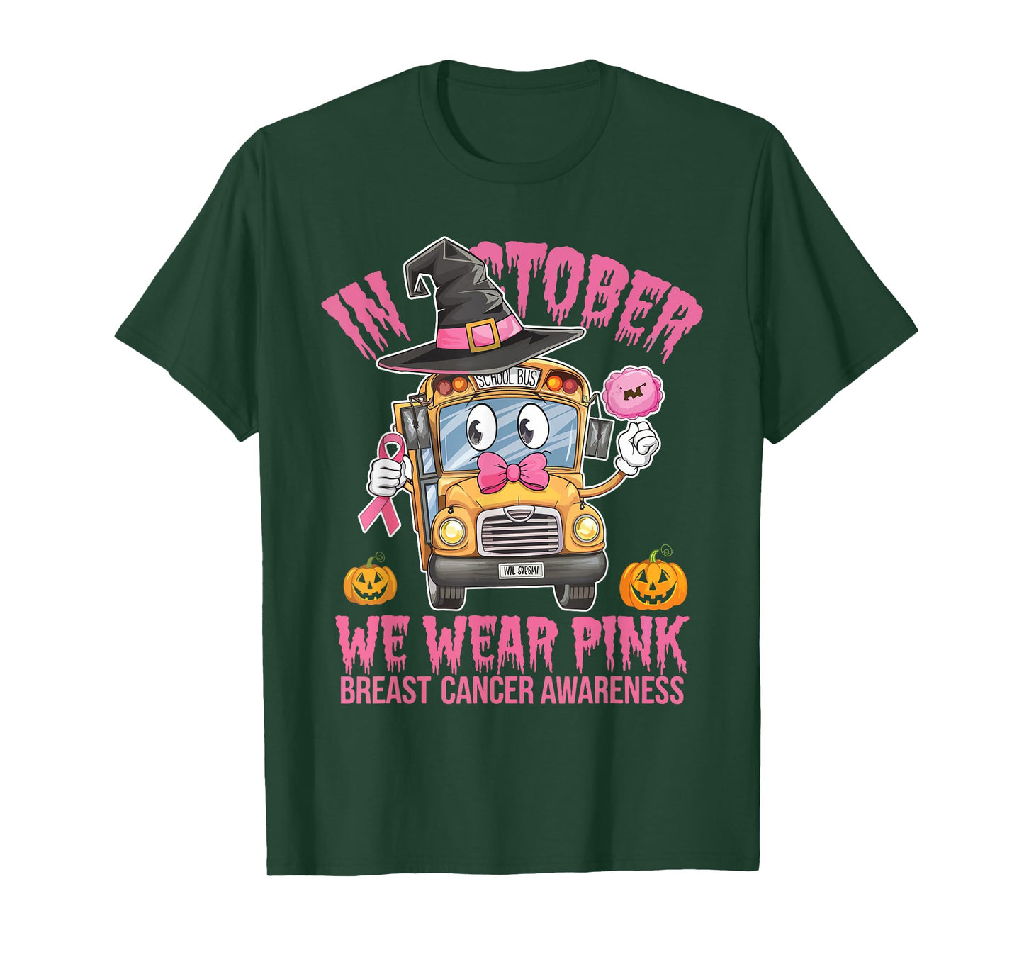 In October We Wear Pink School Bus T-Shirt