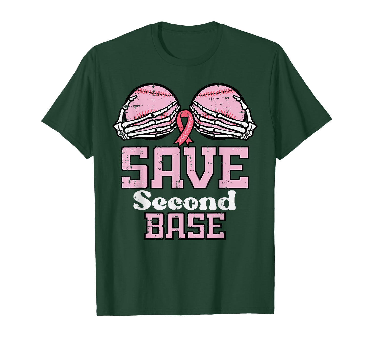 Breast Cancer Baseball Save 2nd Base Awareness Men Women T-Shirt
