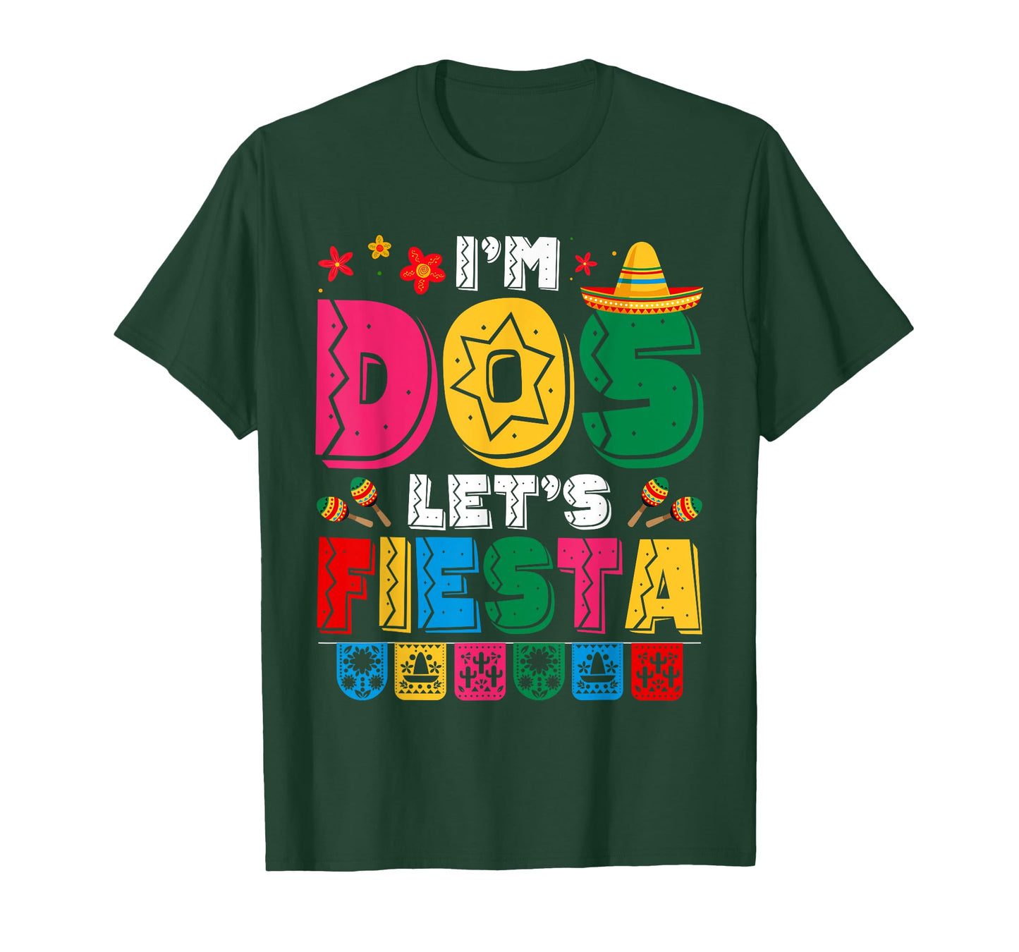 I'm Dos Let's Fiesta Sombrero 2 Years Old 2nd Birthday Kids T-Shirt