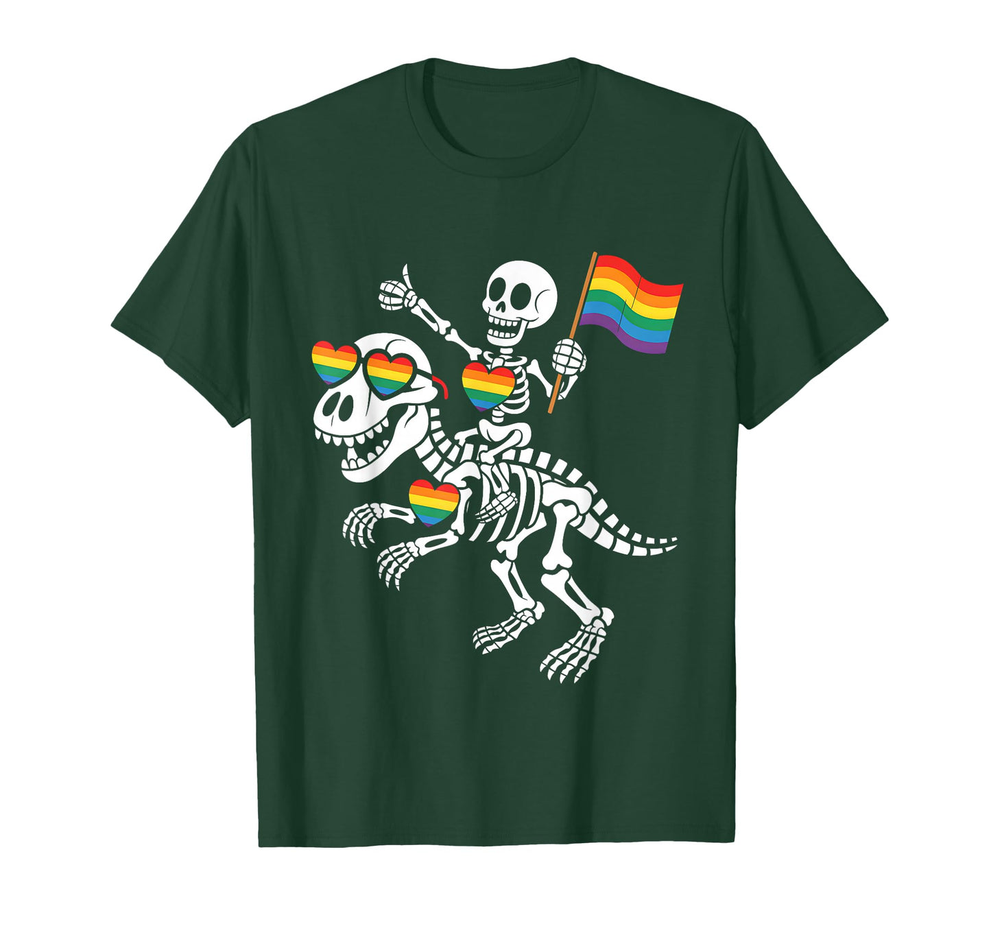 Halloween Homosexual Rainbow Dinosaur Skeleton Gay Pride T-Shirt