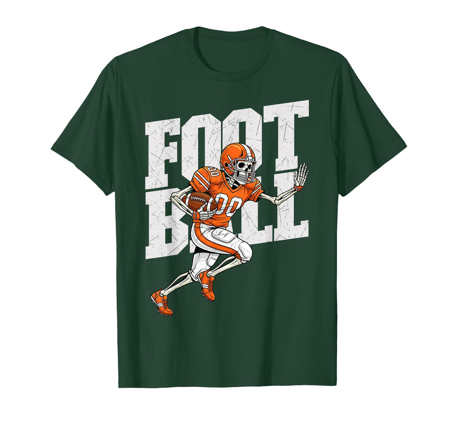 Skeleton Football Running Back Player Spooky Season Sports T-Shirt